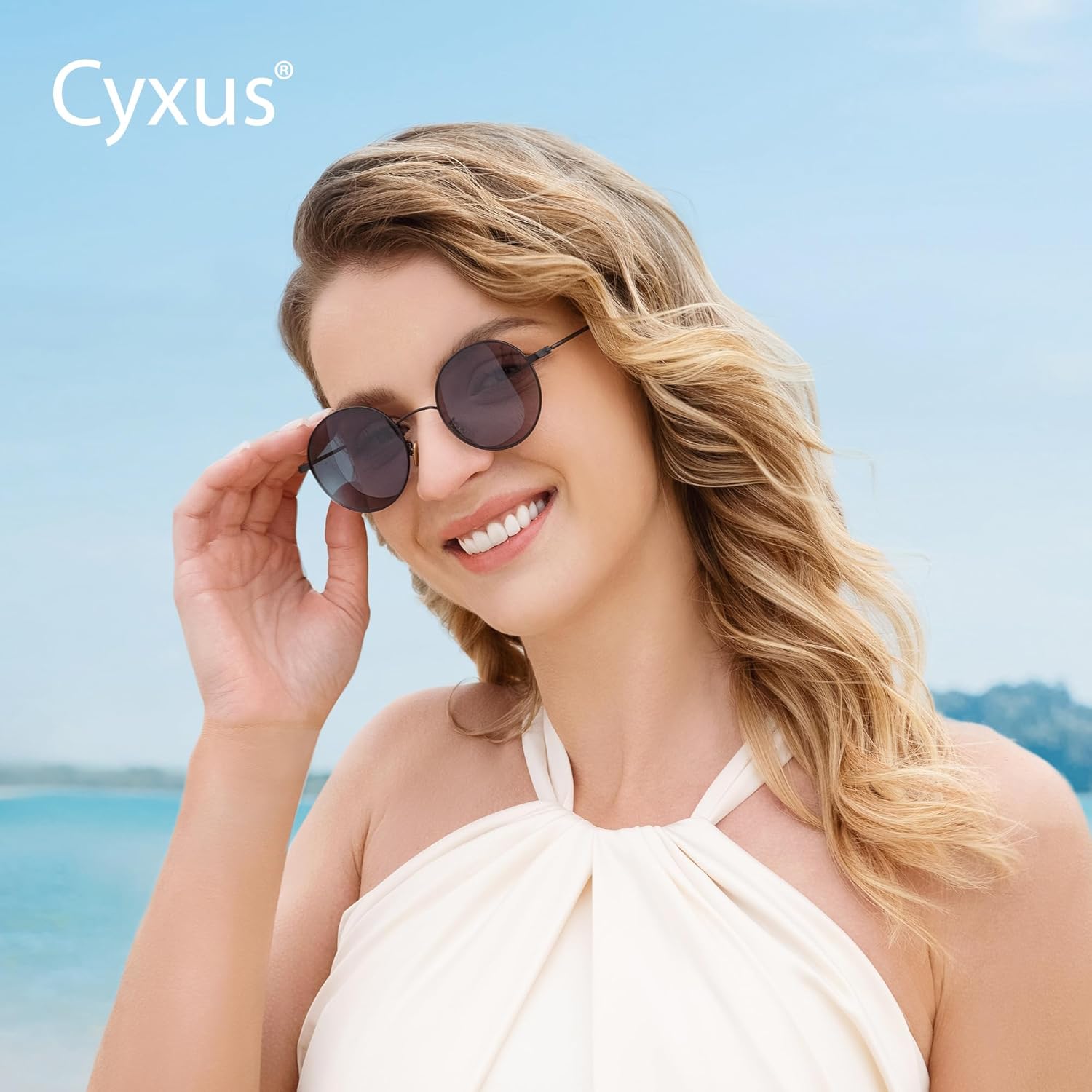 Cyxus Blue Light Glasses for Men and Women, Round Metal Frame Computer Eyeglasses for Office, Gaming, Reading 8090
