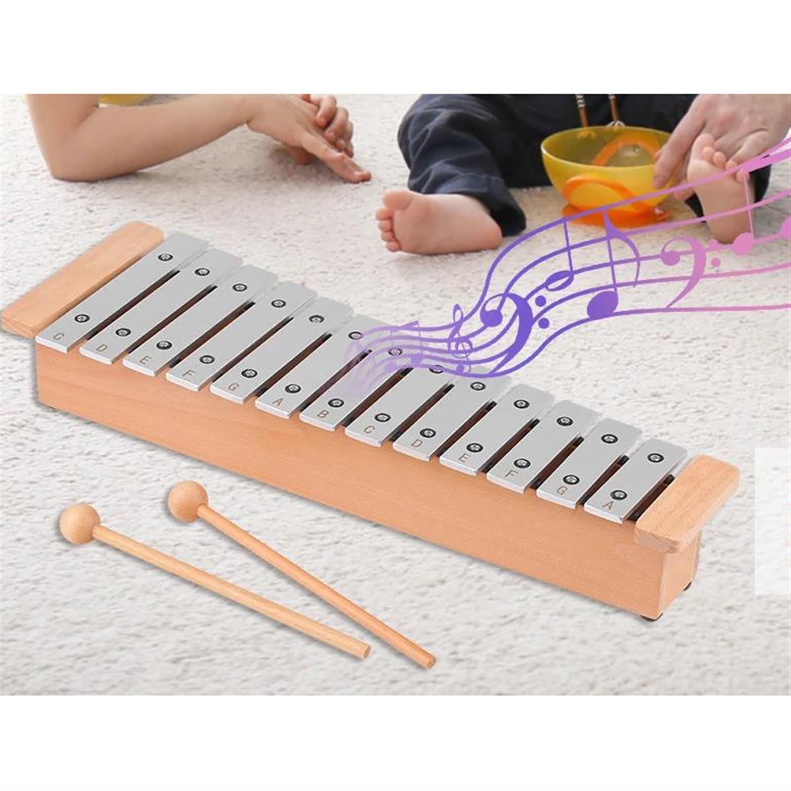 Instrumento Xilófono Xilófono De Piano Portátil De Aluminio Glockenspiel De 13 Notas Con Palos De Madera Instrumento De Percusión