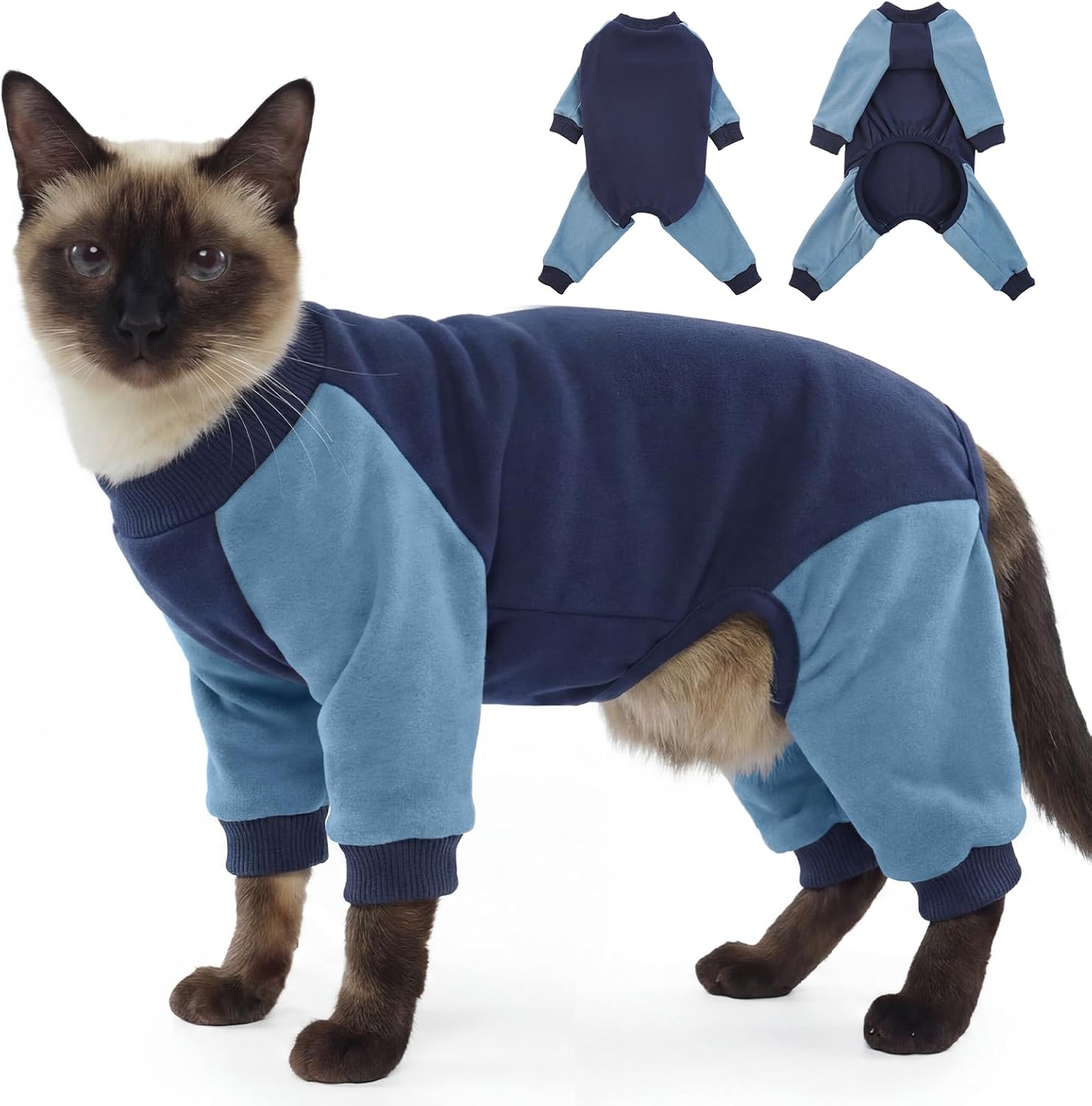 DENTRUN Cat Recovery Suit with Legs - Shedding Control & Anti-Licking Onesie, Stretchy Surgical Recovery Suit Cute Cat Clothes Indoor Soft Material for Comfort and Warmth for Pets