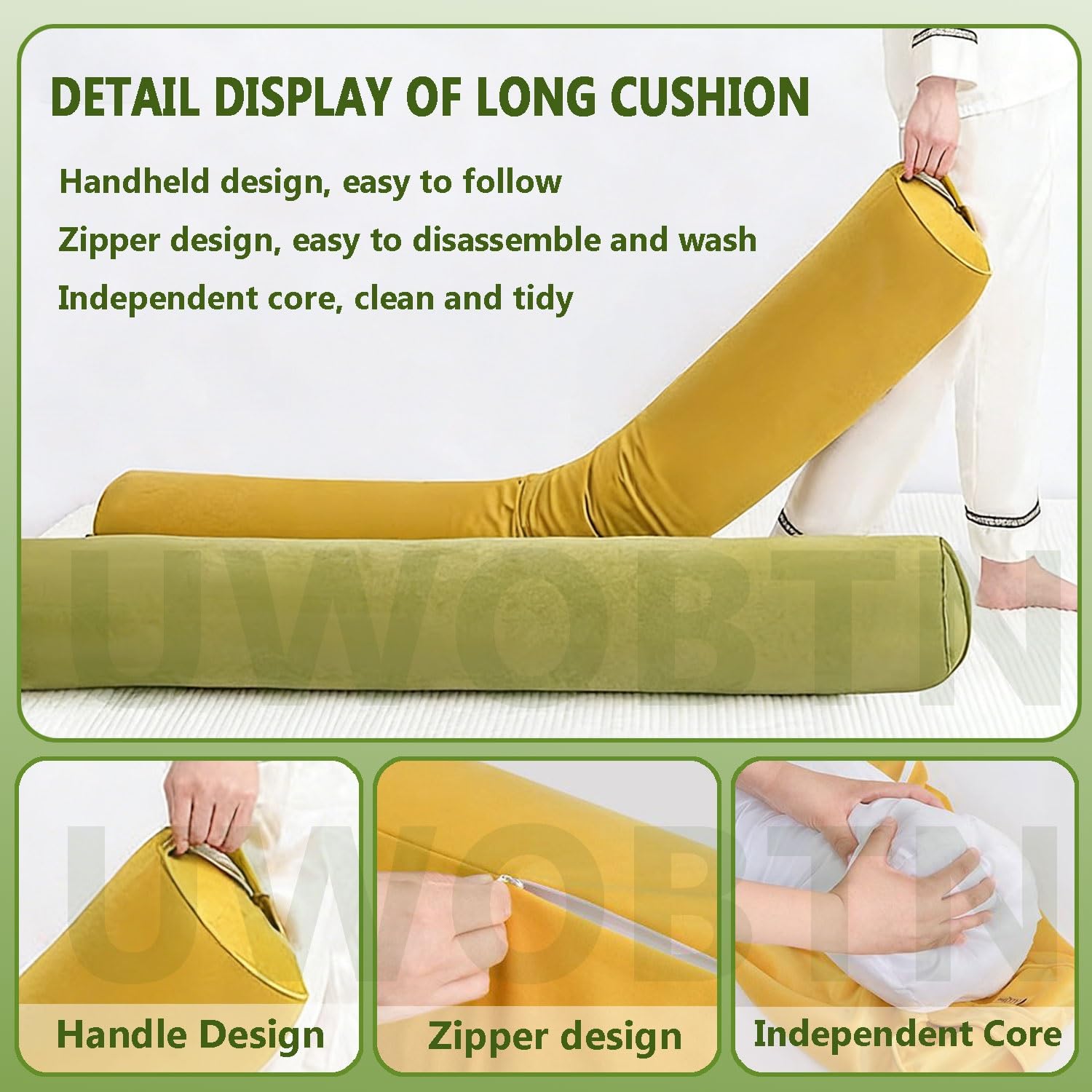 Cojín Cilíndrico Larga Terciopelo 100/120/150cm Ergonómica Almohada Cervical Redonda Suave Grande Almohada Rollo con Funda Extraíble para Lumbar/Cuello/Espalda/Cabeza Apoyo(A4,150x20cm/59x8in)