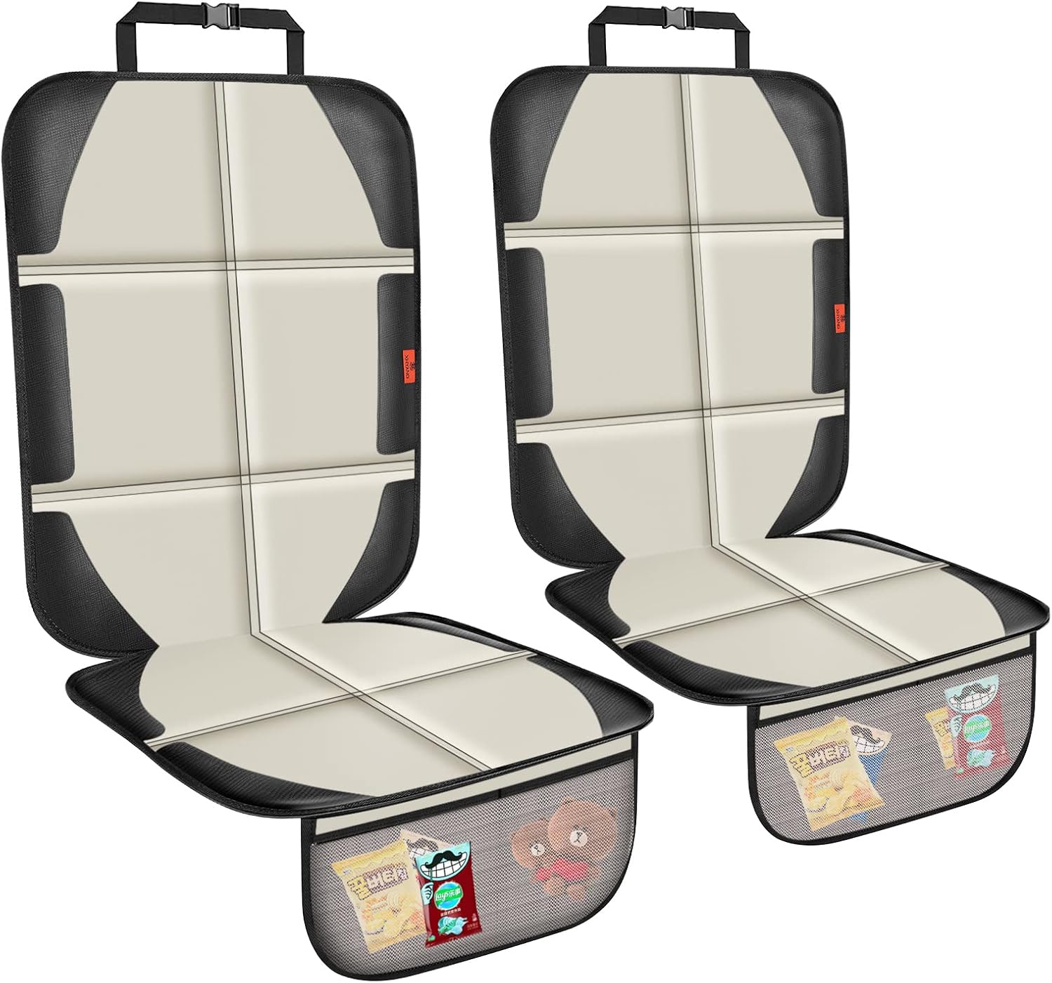 XHYANG Car Seat Protector,2 Pack Car Seat Protectors Baby Carseat Waterproof Durable 600D Fabric for Child Baby Car Seat Mat Vehicle Pet Cover 2 Storage Pockets (2 Pack Beige)