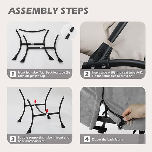 Miniatura 6 de Silla perezosa con otomana plegable, sofá de ocio, sillón de tela suave con reposabrazos y bolsillos laterales, silla de lectura con reposapiés para