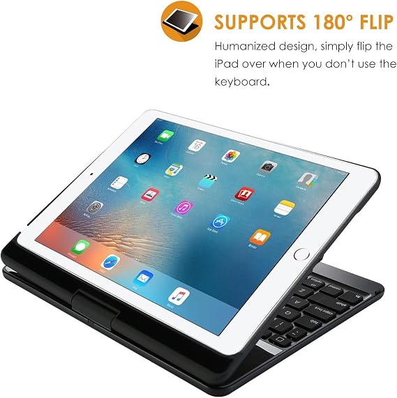 ProCase 360 Backlit Keyboard Case for iPad 9.7 (6th/5th Gen/Air 2/1),Black