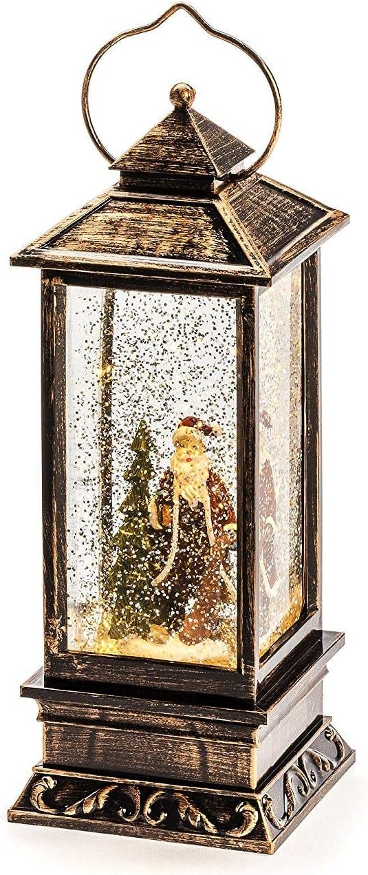 Battery Operated Lantern Santa Glitter Water Spinner Lantern with Warm