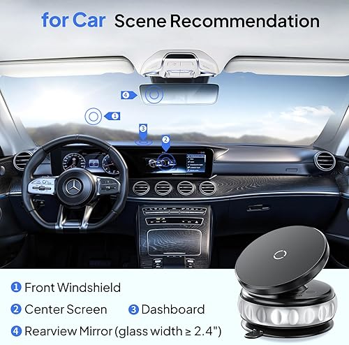 Miniatura 4 de Soporte magnético para teléfono de automóvil con succión al vacío, soporte de teléfono ajustable en 360, soporte de teléfono celular con ventosa