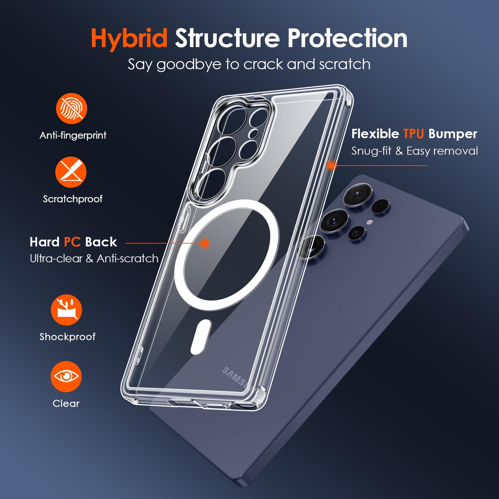 iVoler Chiaro Cover Magnetica per Samsung Galaxy S25 Ultra 5G, Compatibile con MagSafe, [Anti Ingiallimento] [Antiurto di Grado Militare] Custodia Trasparente Sottile Antigraffio Rigida PC Case