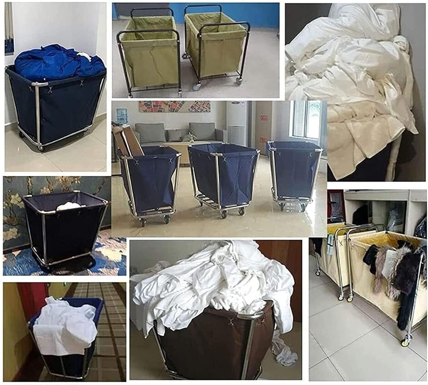 Removable Waterproof Liner Bag for Rolling Laundry and Utility Carts, Oxford Cloth Storage Solution