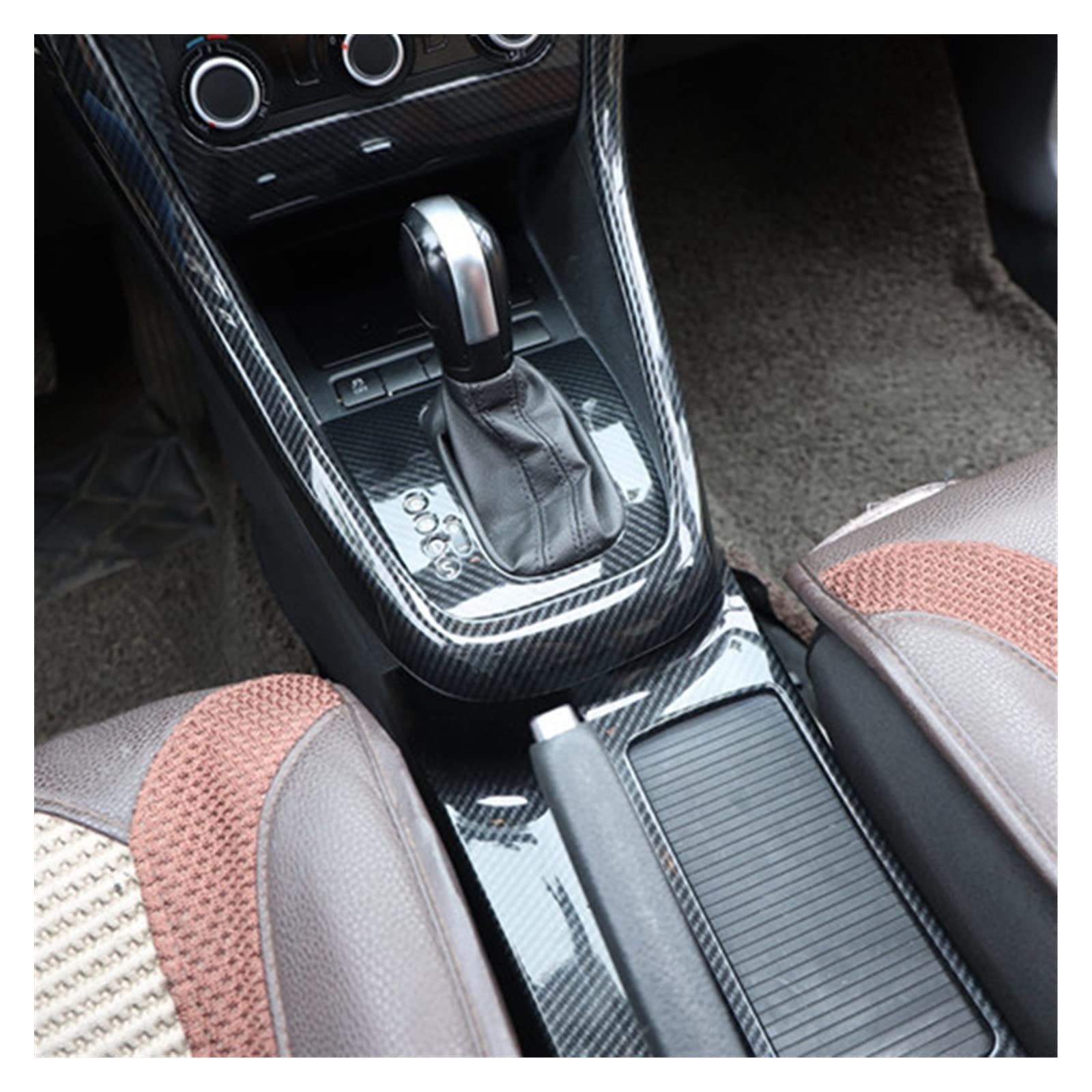 Wyrafinowana centralna kontrola samochodu z włókna węglowego Uchwyt na kubek z wodą Pokrywa Panel wykończenia Pasuje do golfa 6 MK6 2008-2012 Auto Akcesoria do wykończenia Straż Zestawy naklejek