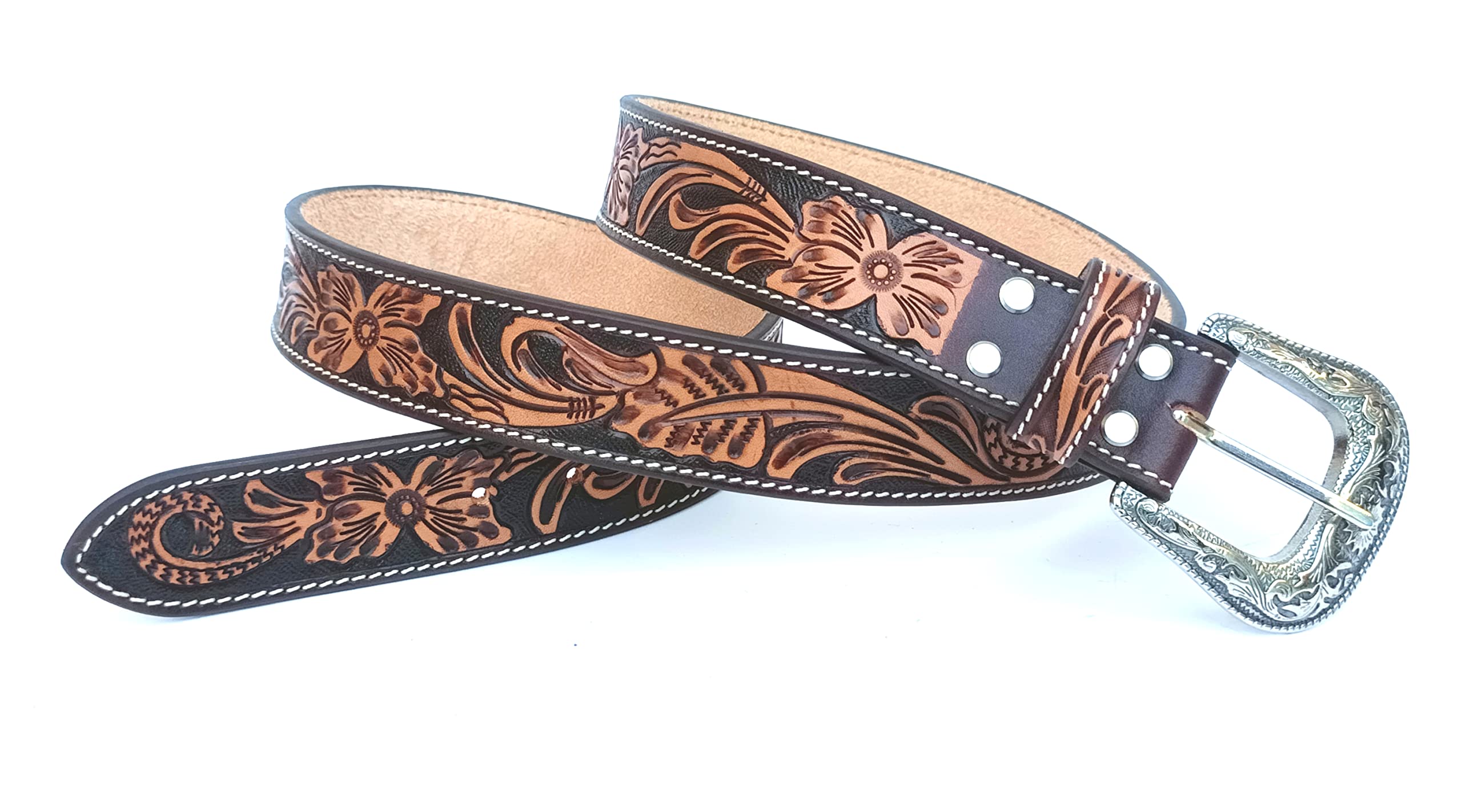 Affilare Western Echtes Leder Floral Gürtel für Männer und Frauen 30WE006