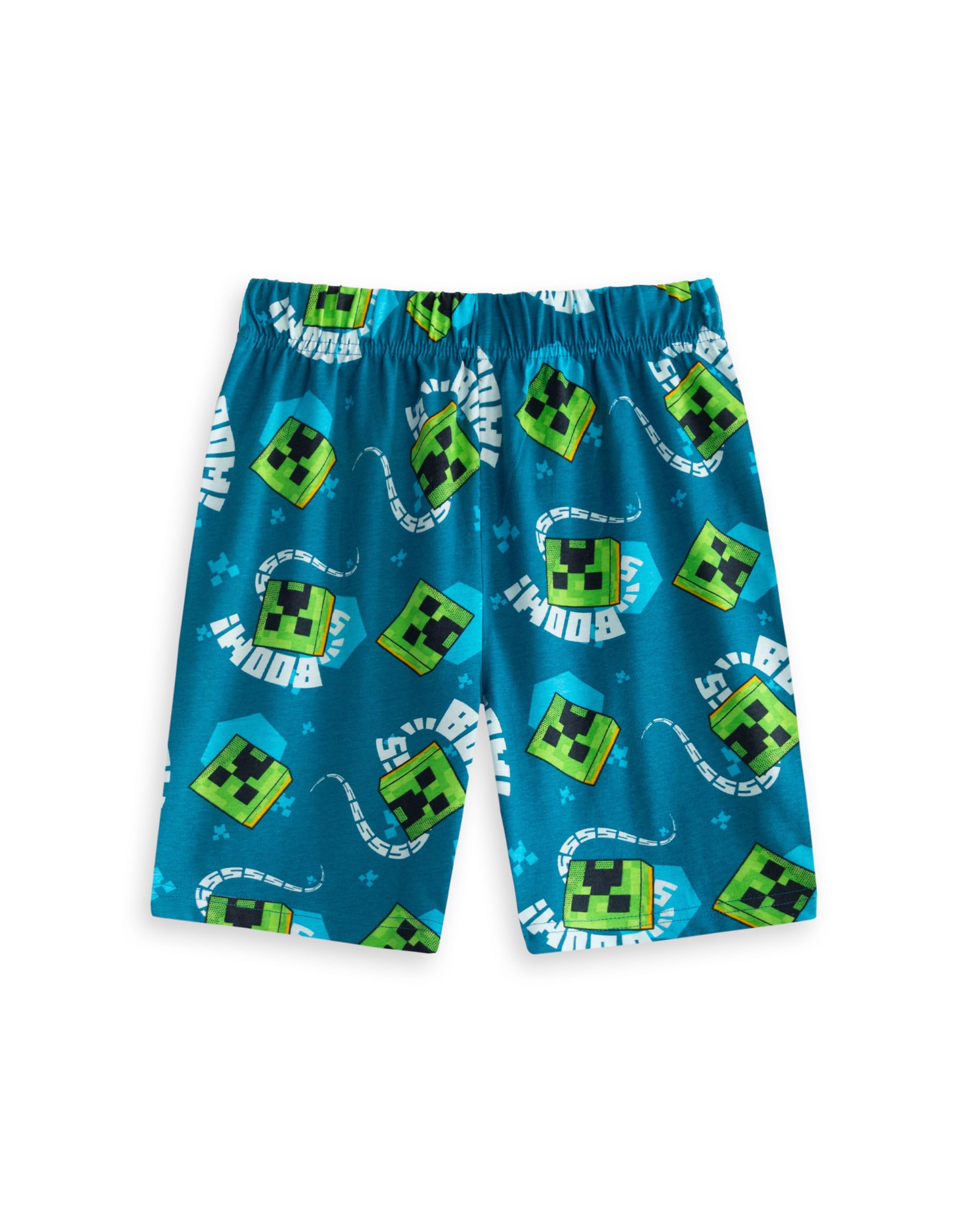 Minecraft Creeper Boys Paquete múltiple de 2 Conjuntos de Pijamas de Manga Corta | Pijamas de Dibujos Animados Azules y Verdes | Boom Diseño Gráfico | Ropa de Jugador para niños