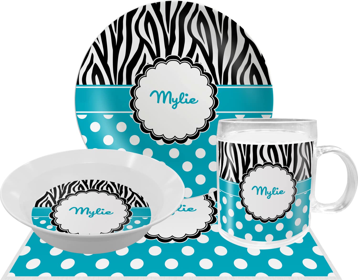 Personalized Dots & Zebra Melamine Bowl - 12 oz