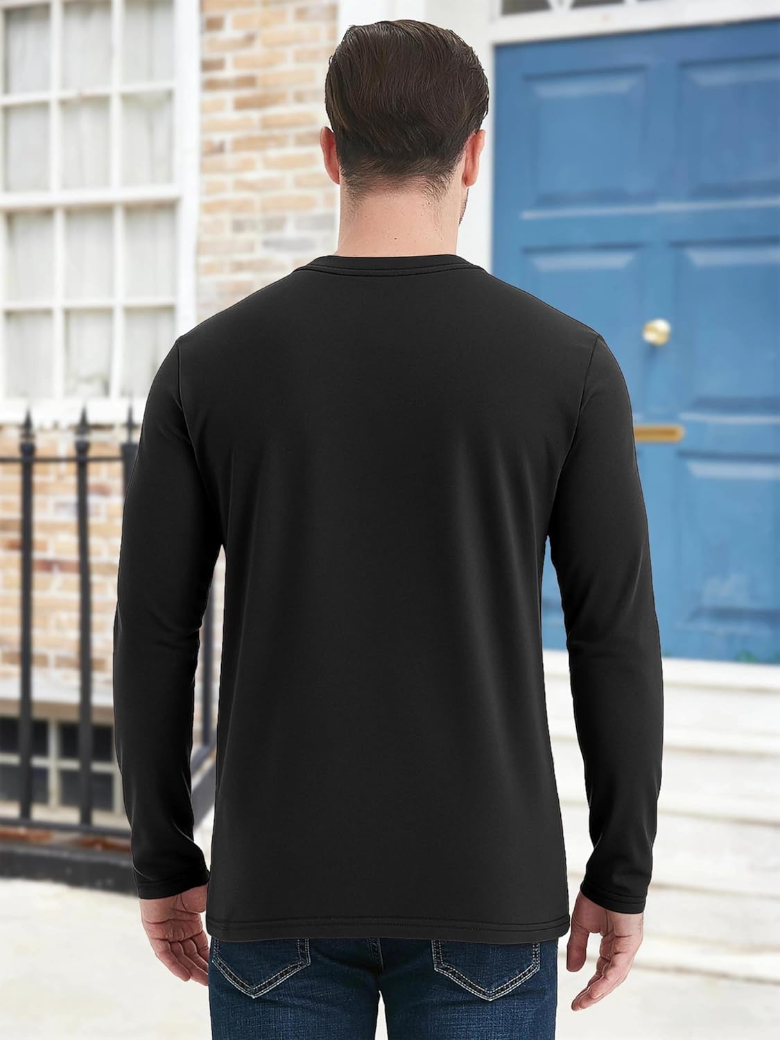 KINGFEN Men's Crewneck T-Shirt Long Sleeve Cotton Casual Pullover Basic Tee Shirts - Image 4