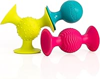 Vista 1 de Fat Brain Toys pipSquigz, juguetes sensoriales para bebés de 6 meses en adelante, juguete de ventosa y sonajero