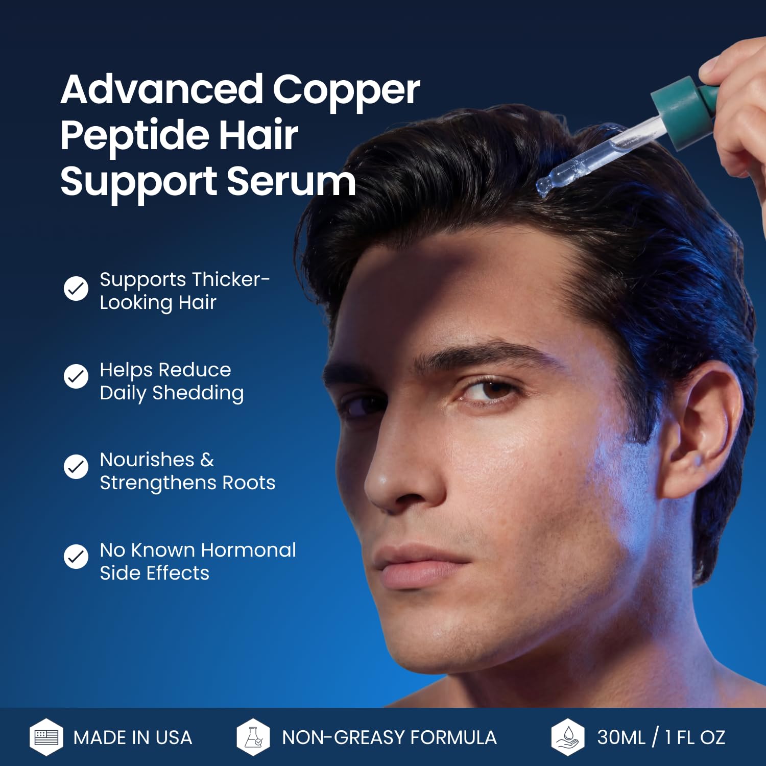 Hair Regrowth Serum for Thinning Hair, 30ml – Clinically Backed Peptides, Biotin, Ginseng & Scutellaria – Supports Hair Growth, Strengthens Roots, and Promotes Healthier Scalp