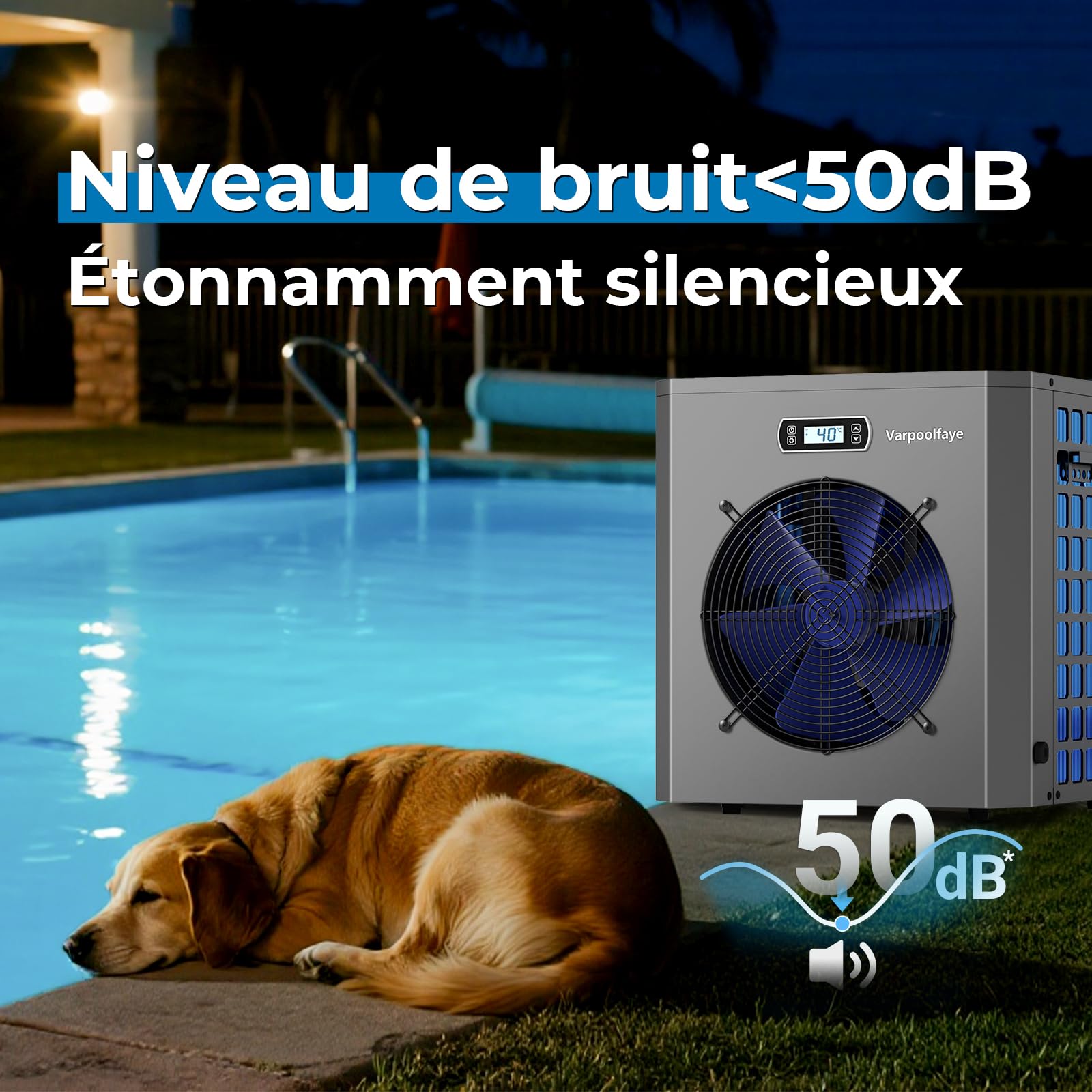 Pompe à chaleur électrique piscine 5 kW 20 m³ contrôle WiFi 220 V 240 V 50 Hz