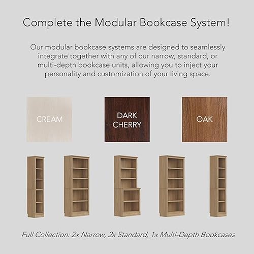 Miniatura 4 de JAHRSTIM - Estantería de piso con varias profundidades, 5 niveles para exhibir, organizar y almacenar, biblioteca para hogar, oficina, sala, cocina,