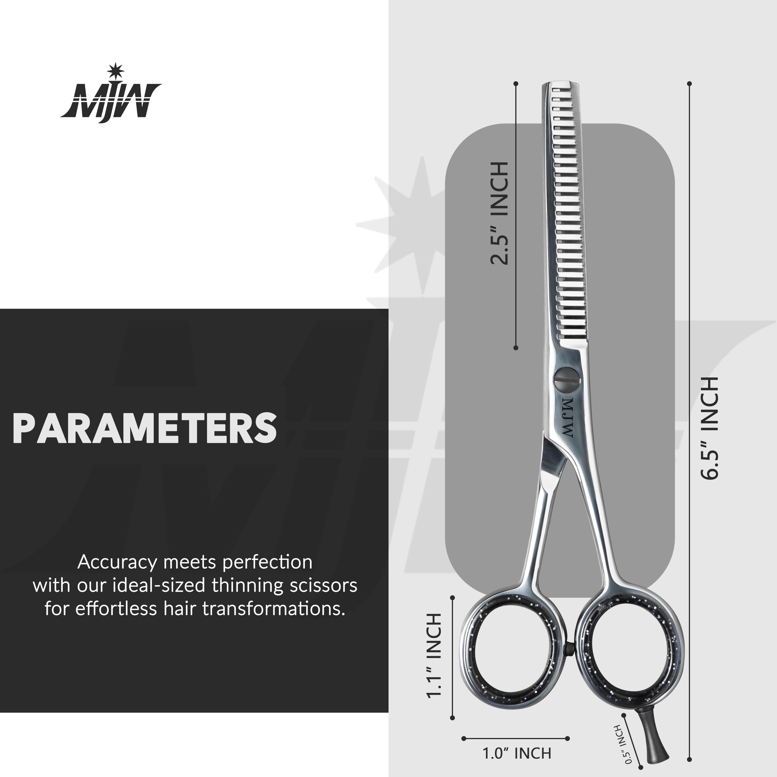 MJW Hair Thinning Scissors, Stainless Steel Hair Cutting Teeth Shears, Professional Barber Hairdressing Blending Shears - Image 2
