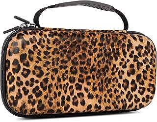 Nintendo Switch Case OLED 2021/Switch Carrying Case 2017 for Girls, Leopard Travel Cover Bag w/16 Game Card Slots,Deluxe Protective Hard Shell Case,Dockable Joy-Con Controller & Accessories