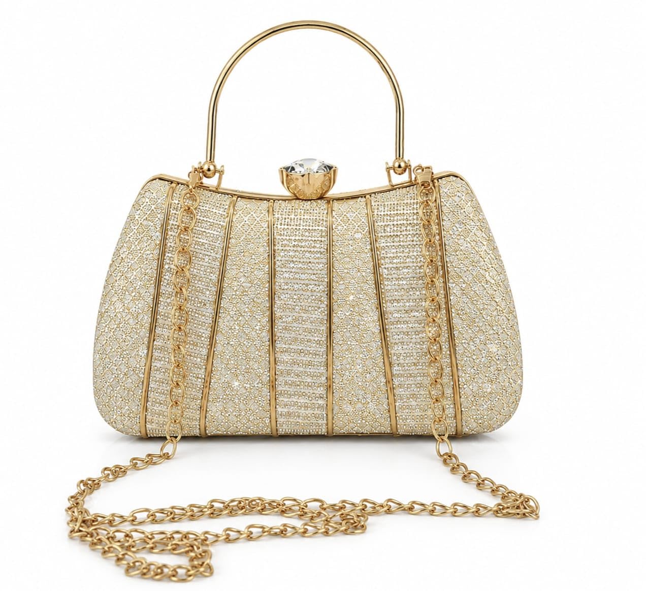 Clutch for women Gold Glitter Evening Clutch Bag with Chain Strap-picture-15