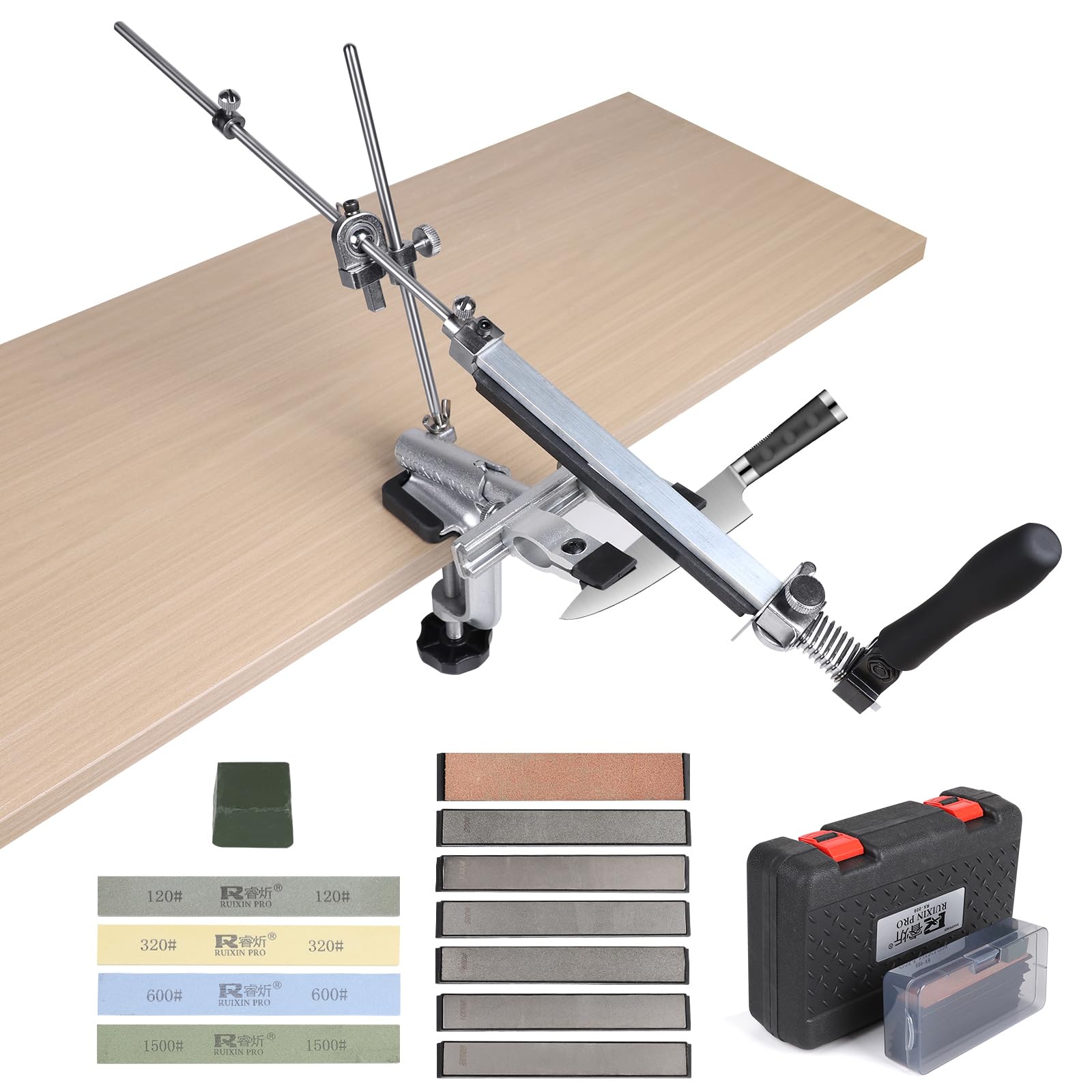 EXLECO 14Pcs Messerschärfer Profi Knife Sharpener mit Aufbew