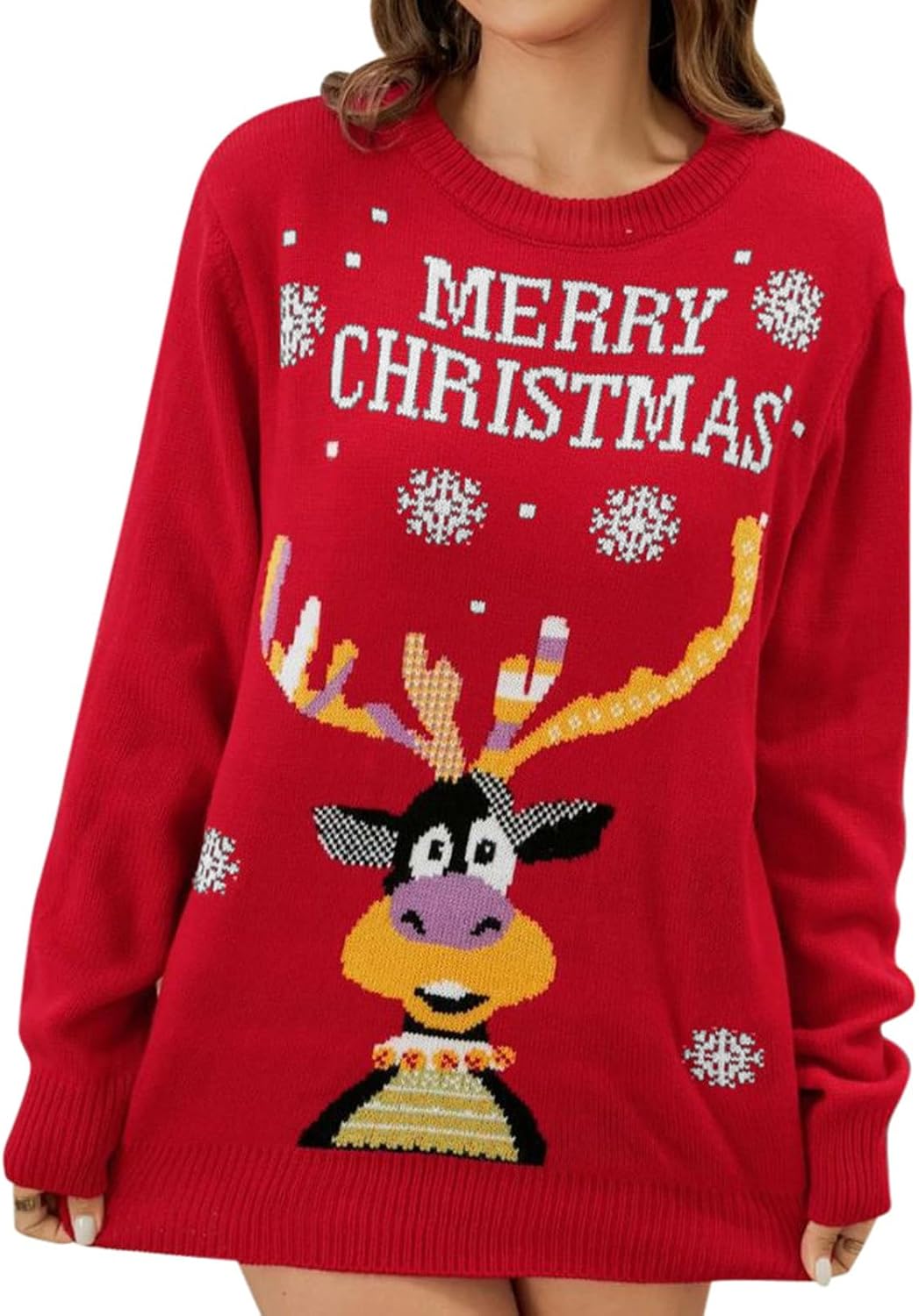 WYTong Ugly Christmas Sweaters for Women Turtleneck Long Sleeve Knitted Sweaters Winter Soft Warm Knit Jumper Tops