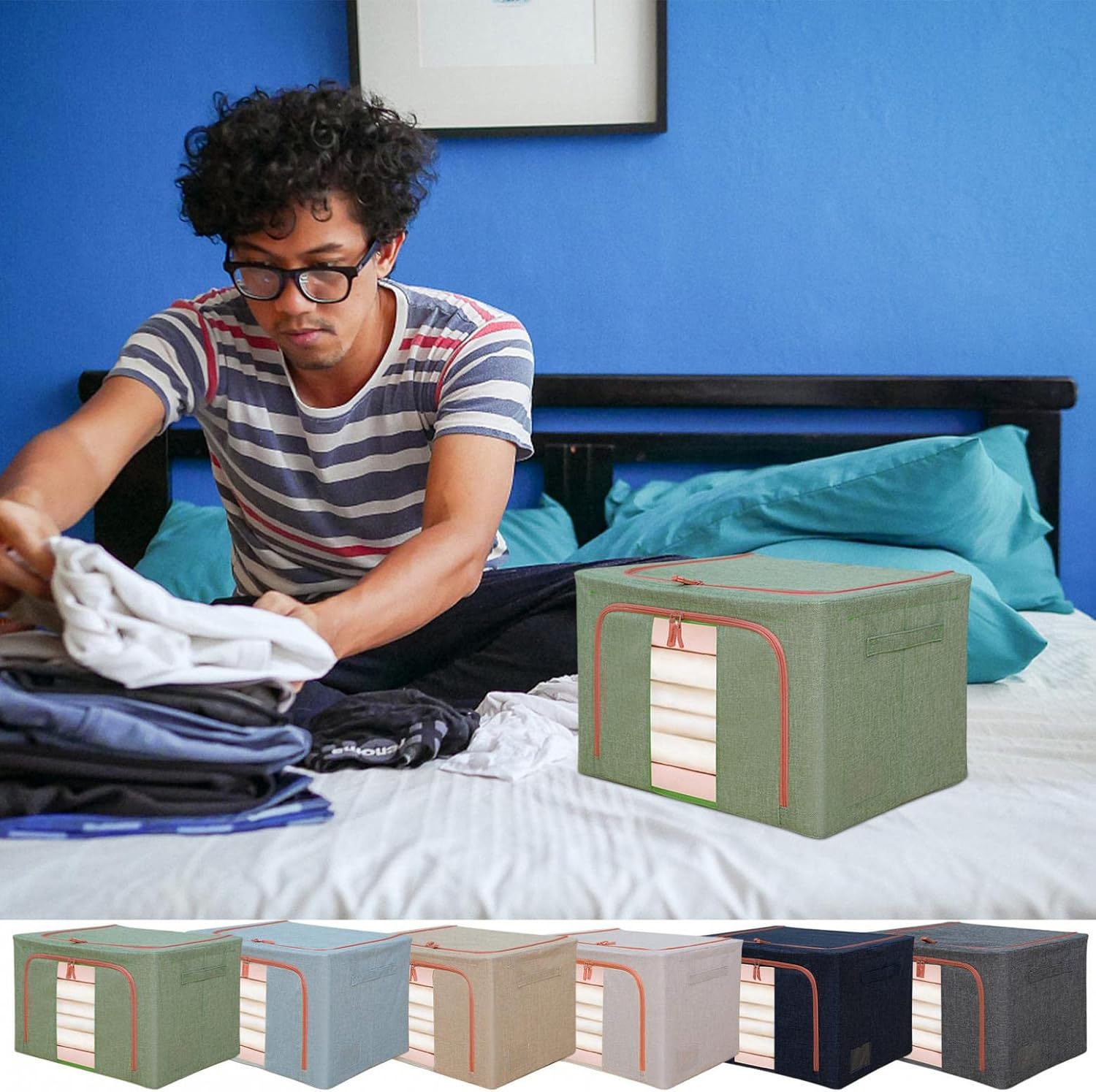 Large Storage Bags,Clothes Storage Bins Foldable Closet Organizers Storage Containers with Durable Handles Thick Fabric