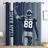 Personalized Football City Blackout Curtains – Custom Name & Number, 2 Panels Set For Bedroom Or Living Room (Houston)