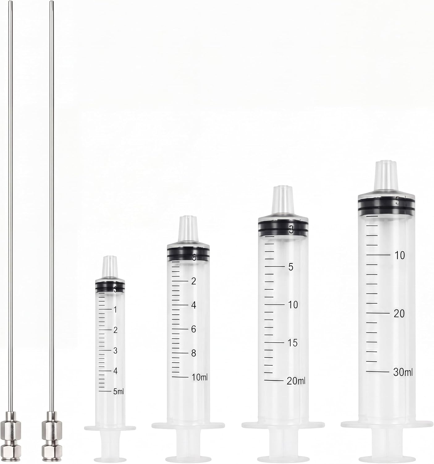 Aquarium Plant Fertilizer Injector Kit, 2 Pcs 12 Inch Stainless Steel Long Needle with 4 Pcs Injector Syringe (5ml, 10ml, 20ml, 30ml) for Fertilization and Nutrient Injection