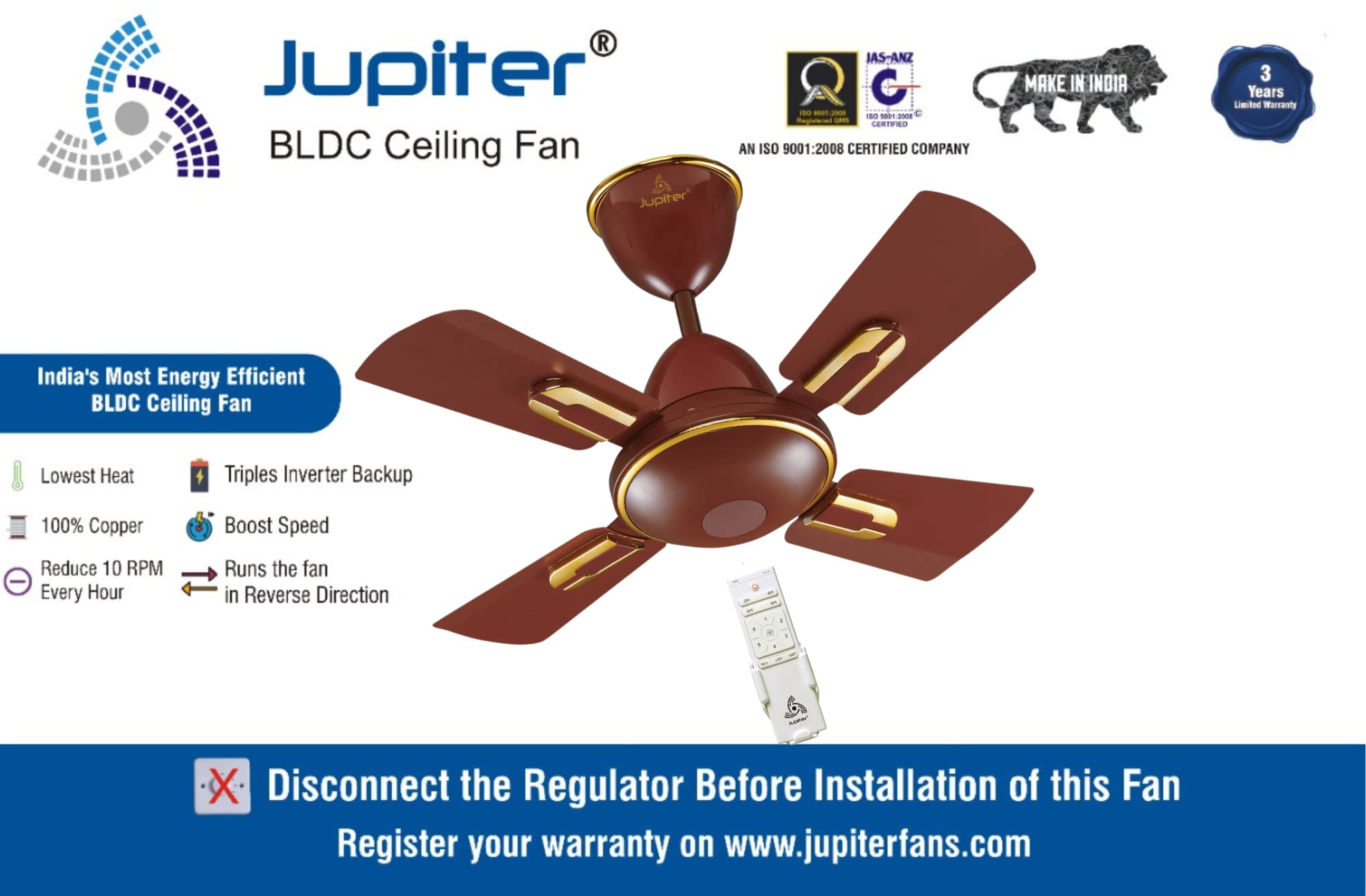 Jupiter Cyclone Ceiling Fan - Remote & Energy Efficient -2 Jupiter Cyclone Ceiling Fan - Remote & Energy Efficient -2