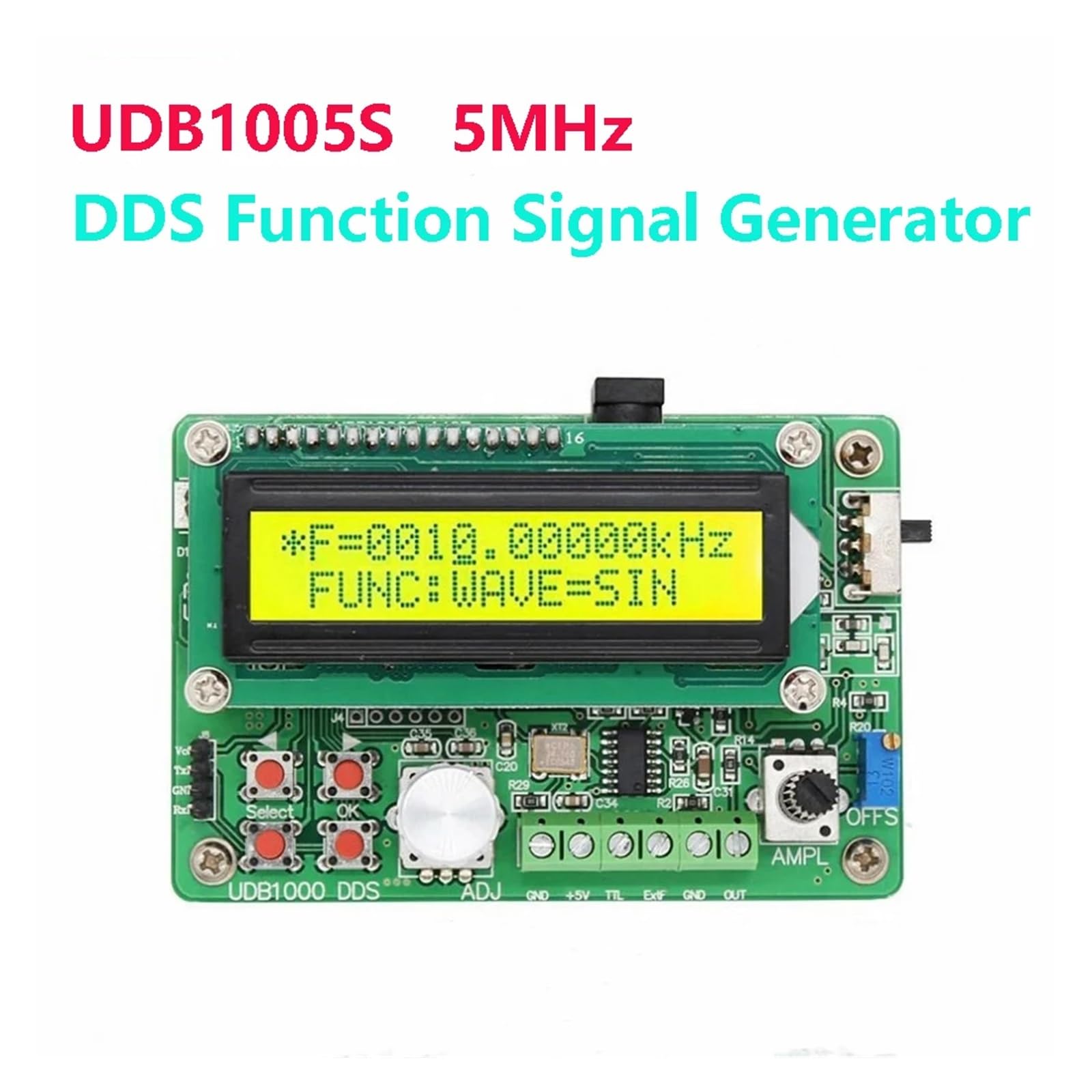 Generador de señales de función DDS UDB1008S 8MH/z, Fuente de señal de Pulso/Contador de frecuencia con comunicación y Barrido de frecuencia