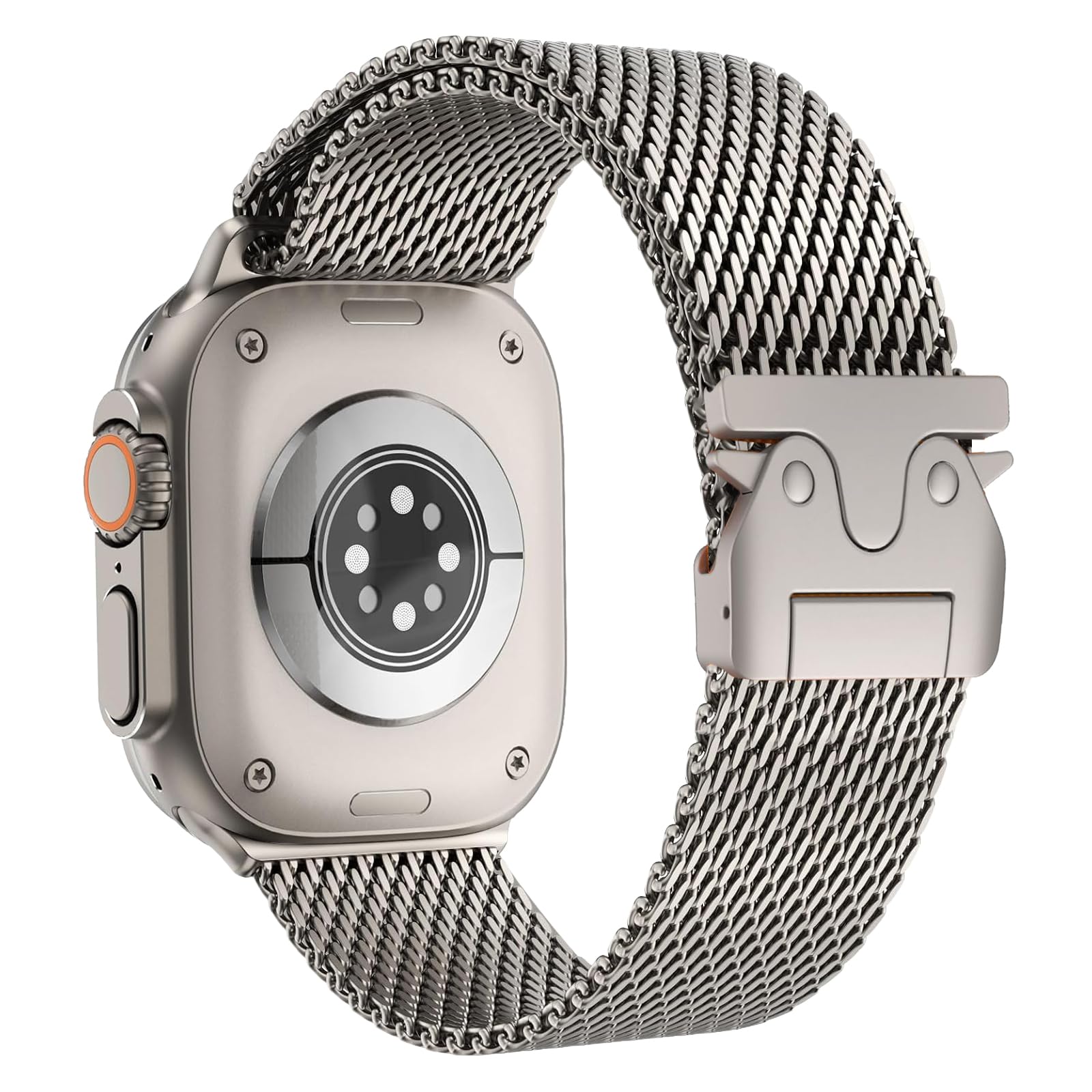 Cinturino per Apple Watch Ultra 3/2/1 49mm, Fibbia Stile Paracadute, Cinturini Milanese in Titanio per iWatch Series 11 10 9 8 7 6 5 4 Ultra SE 3 2 1, 49mm/46mm/45mm/44mm/42mm(Series 3/2/1)