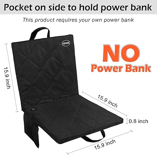 Miniatura 2 de ZUPIIY Cojín de asiento de estadio con calefacción para exteriores, asientos plegables portátiles para gradas, 3 niveles de calefacción, sin banco