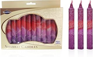 Majestic Giftware Safed Shabbat Candles - 12-Pack Dripless Handcrafted Traditional Shabbos Candles | 5 Inch Fits Standard Candle Holders (Fantasy Maroon)