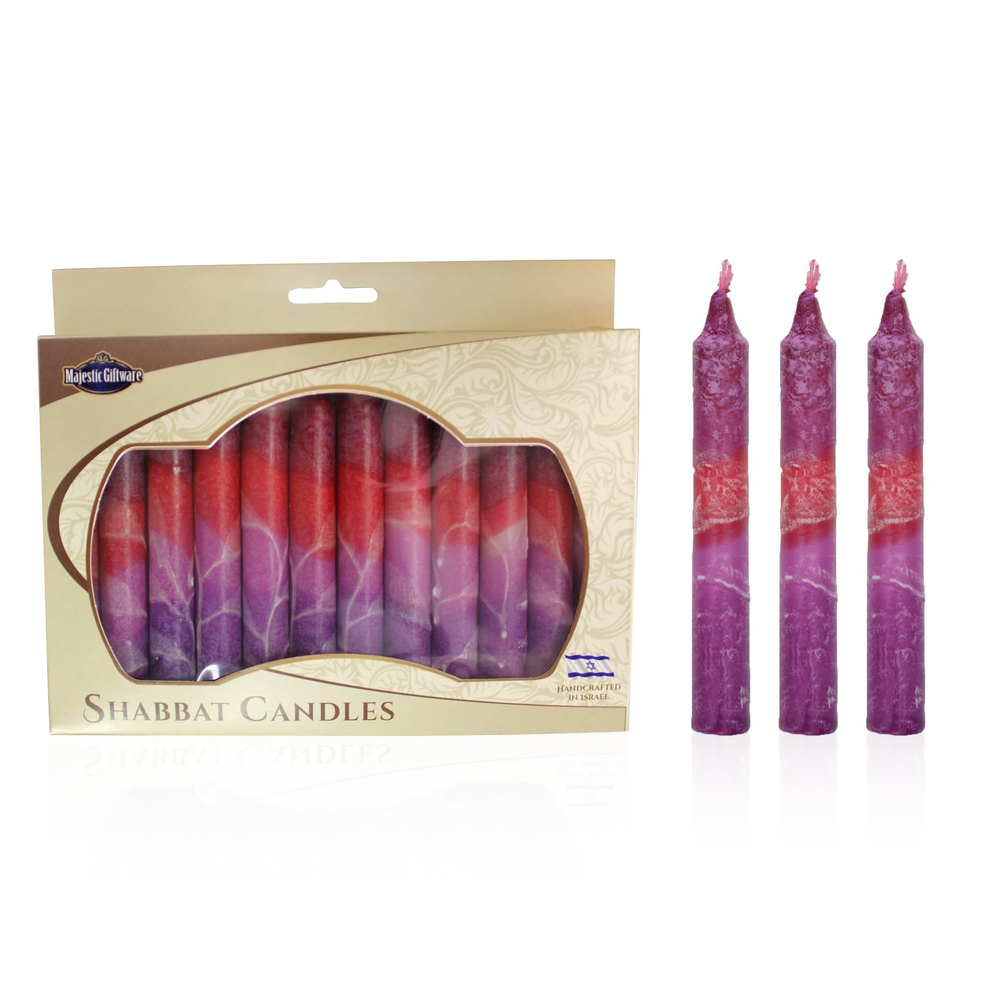 Bougie Shabbat Majestic Giftware Fantasy Maroon 12,7 cm lot de 12 pour rituels et fêtes