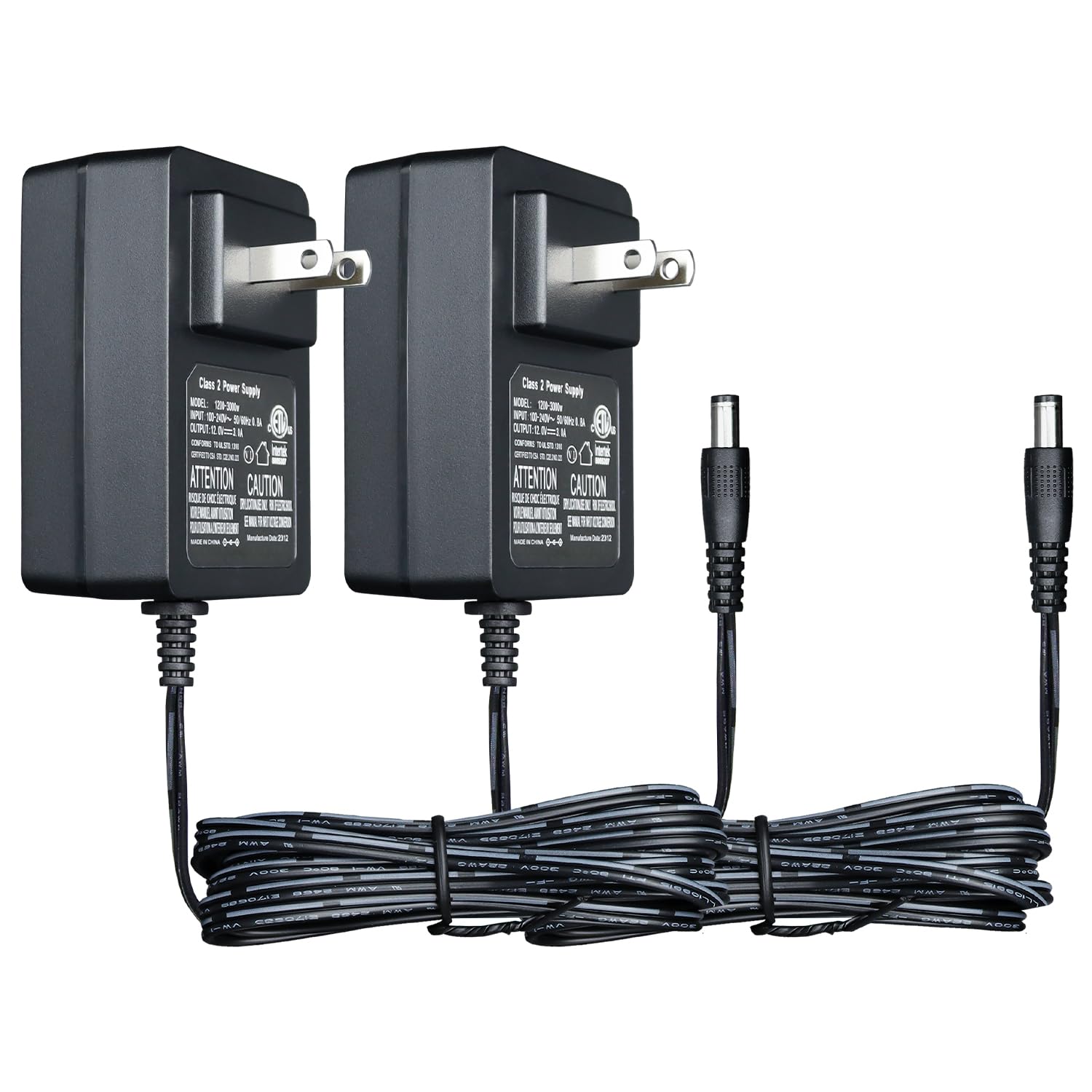 Amazon.com: 2 Pack 12V 3A Power Supply Adapter, 3000mA 36W AC DC ...