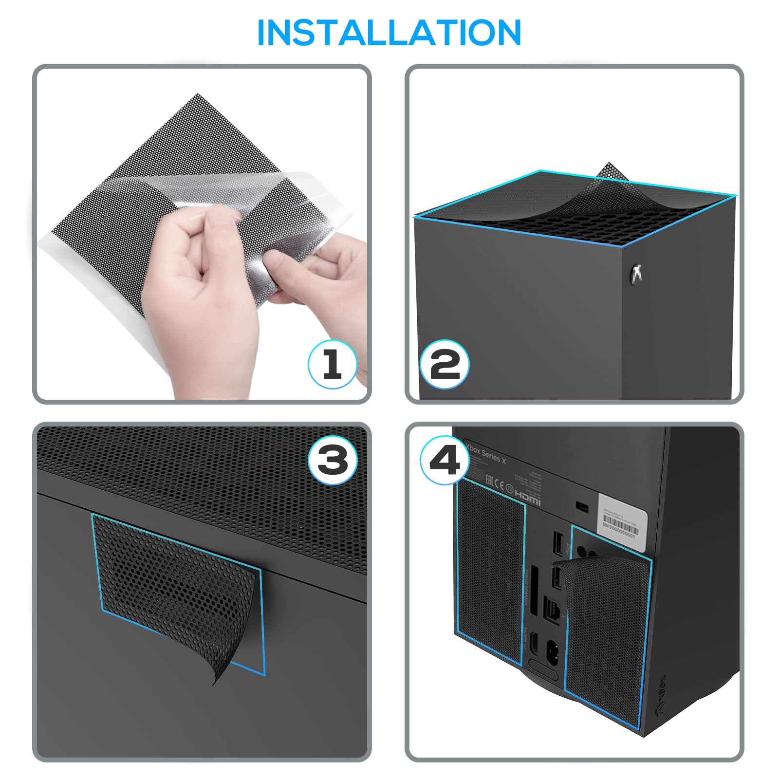 Filtre Anti-Poussière Compatible avec Xbox Series X, FYOUNG Cache Anti-Poussière et Bouchons Anti-Poussière en Silicone et Thumb Grip Caps Accessoires pour Xbox Series X