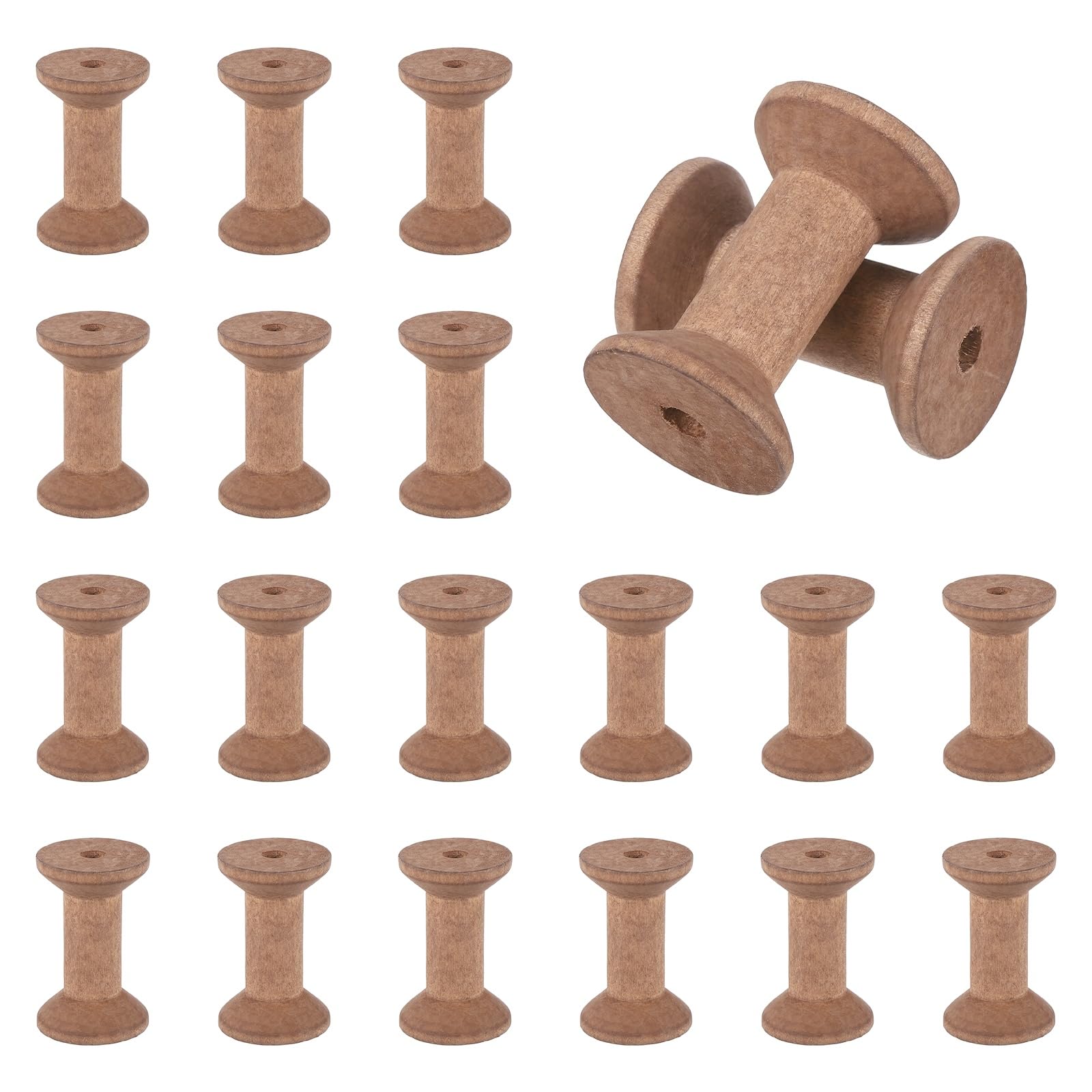 sourcing map 20Pcs Wooden Spools for Crafts, 1.89In Natural Wood Empty Spools Thread Wooden Bobbins for Wire Weaving Cord Sewing Twine Ribbon Chain Wrapping Organizing, Brown
