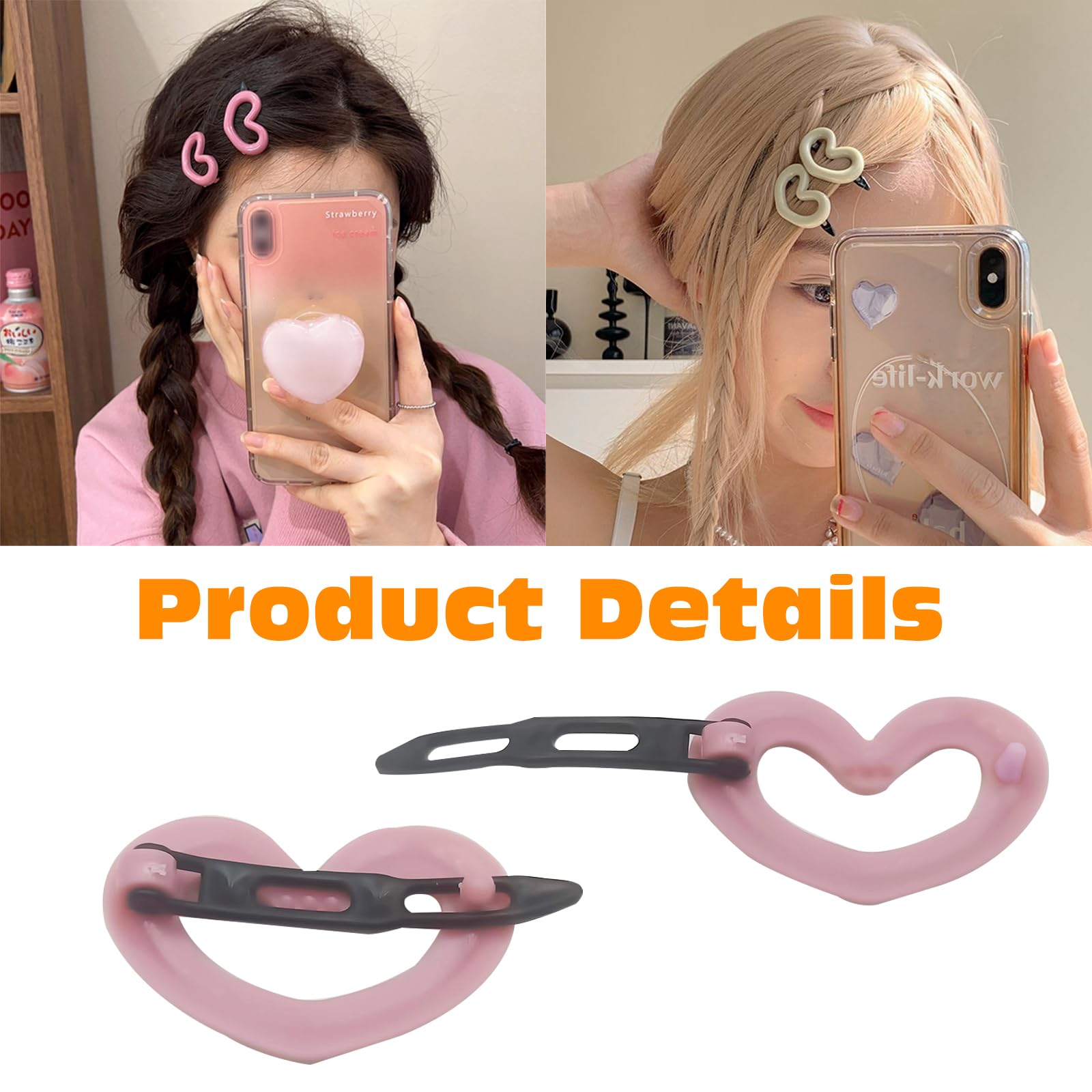 KASESSS 24 Pcs Hair Clips Women and Girls, Heart and Star Hair Clips Set - Image 3