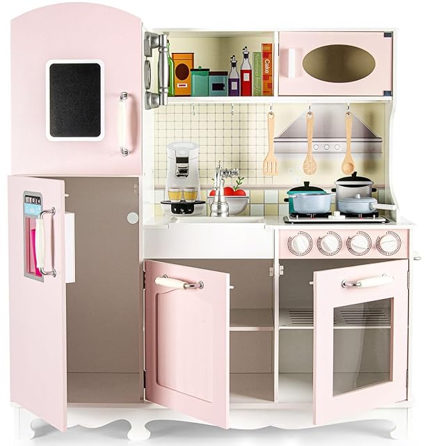 Foto 5 de 8 de Leomark Cocina de Madera para Niños Pink Vintage con Accesorios, Efectos de Luz y Sonido, Utensilios, Horno…