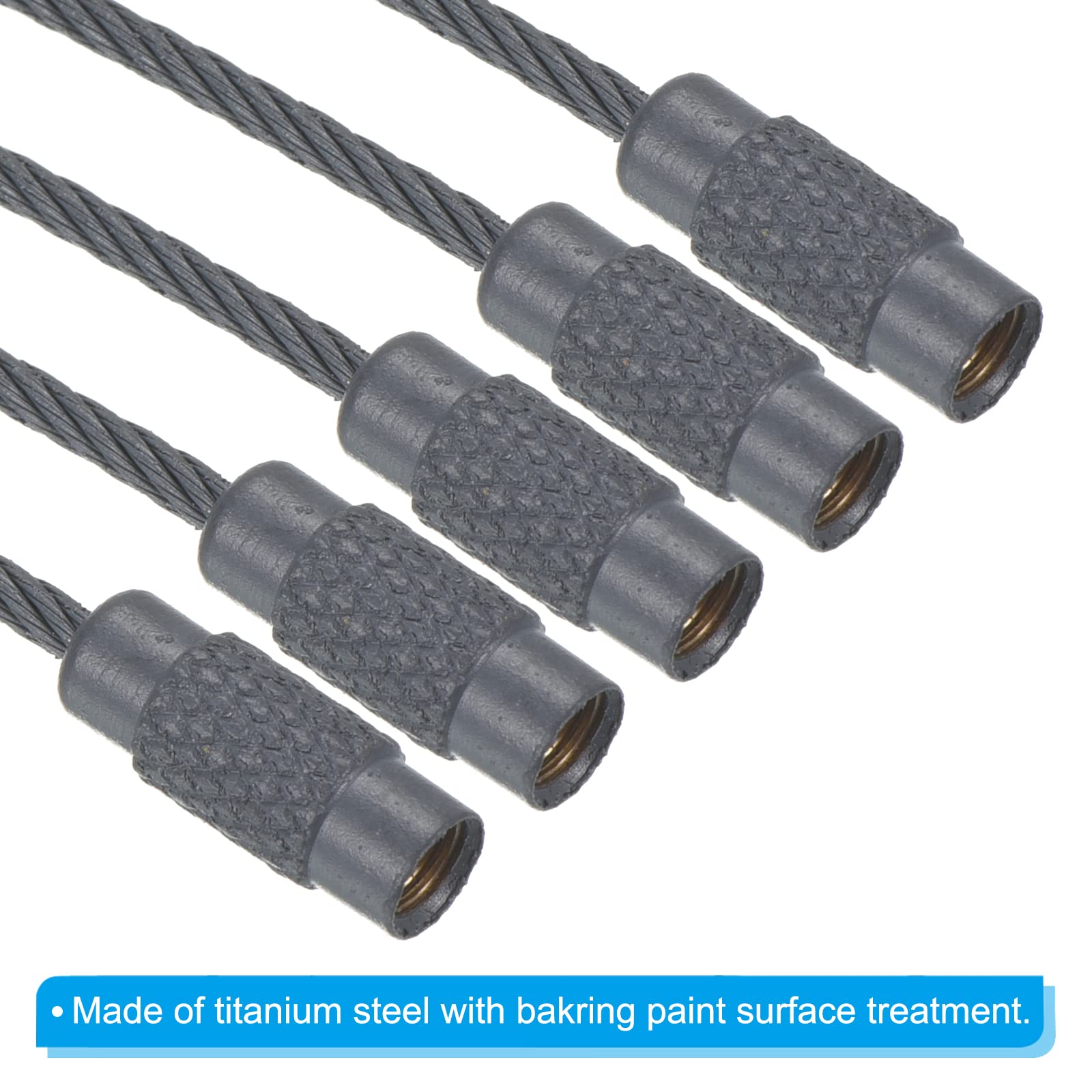 PATIKIL 6 Inch Length Wire Keychain Cable, 15 Pack Titanium Steel Key Ring Loop for Outdoor Hiking Sport Gray - Image 4