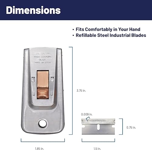 Miniatura 3 de Herramienta raspadora retráctil con 5 cuchillas de un solo filo  Elimina residuos, calcomanías, calcomanías, pintura, pegamento  Rascador de estufa