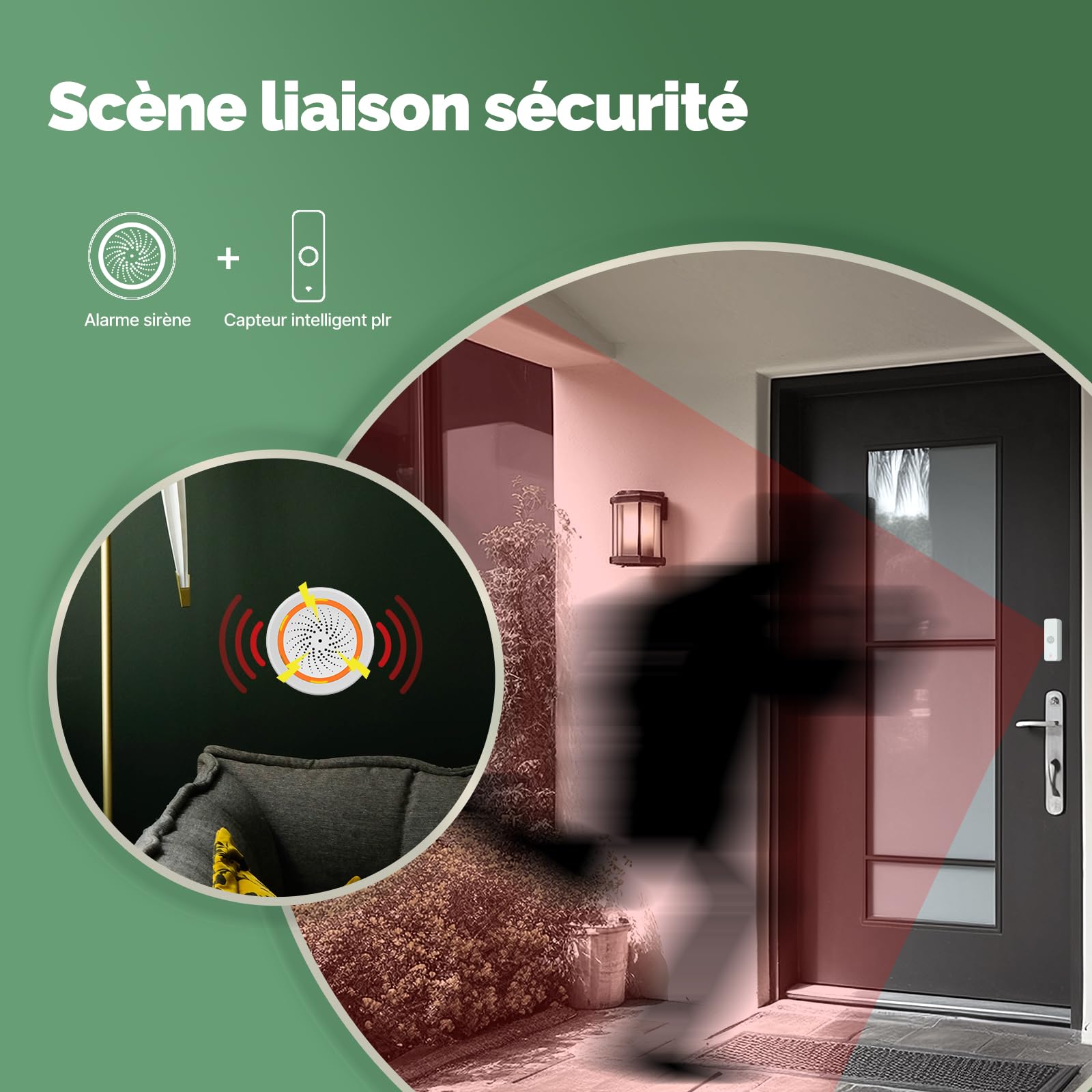 WiFi Capteur de Mouvement Intelligent sans Fil, 4 Pcs | Détecteur pour sécurité domestique, APP de télésurveillance, commande vocale compatible Alexa