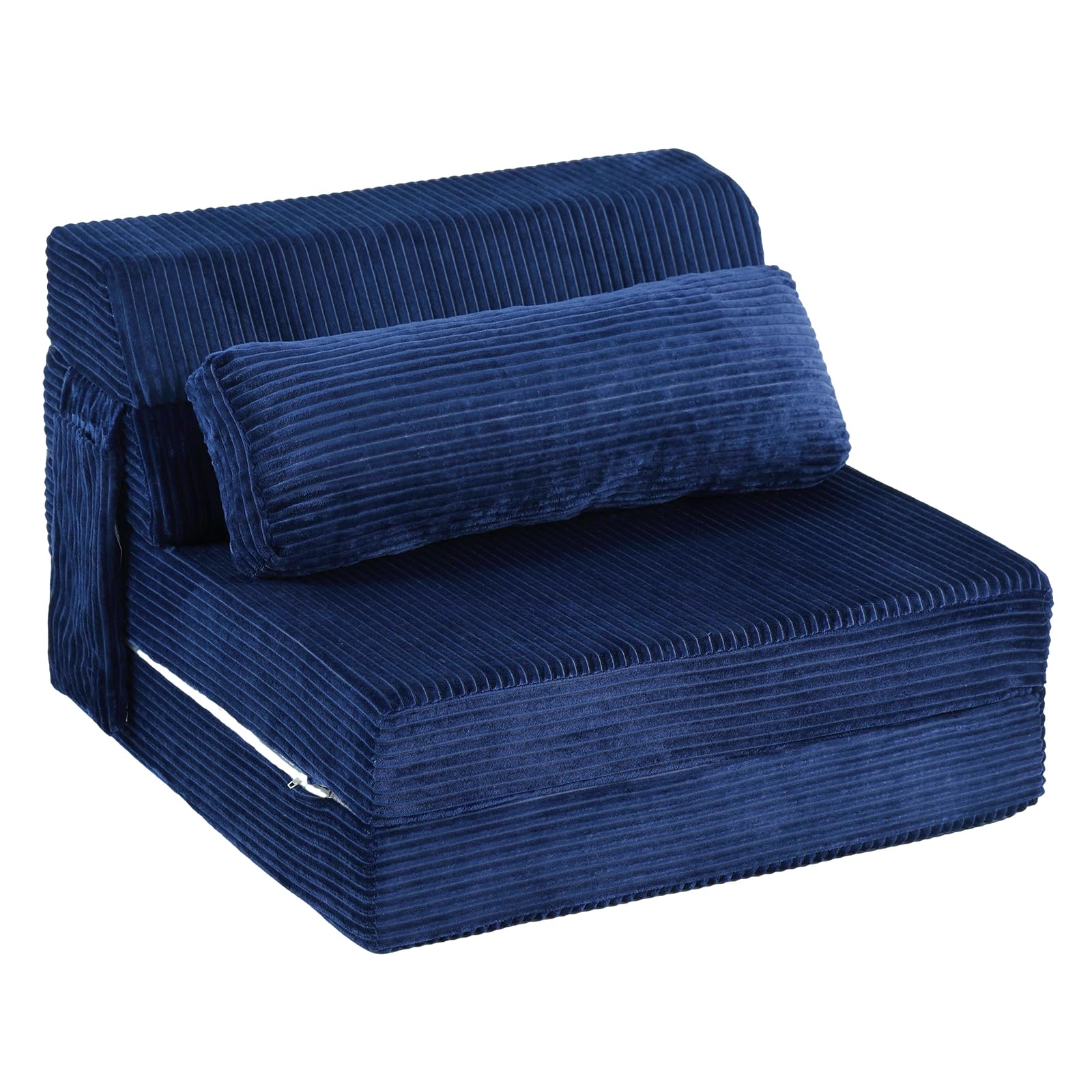 YOTATING Folding Sofa Bed with Pillow, Corduroy Convertible Sleeper Chair, Comfy Floor Futon Mattress Lounge Sofa for Adults, Fold Out Chair Bed for Living Room, Bedroom, Navy
