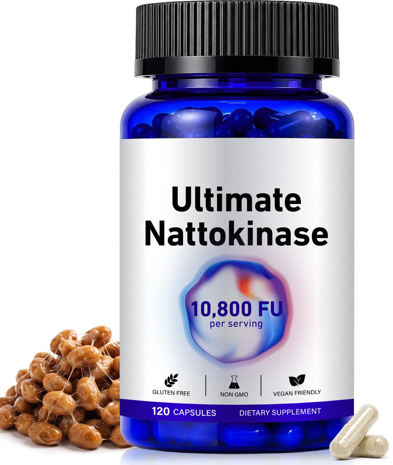 Nattokinase Supplement,Nattokinase 10800 Fu for Men & Women Daily Wellness Support