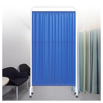 Clinic Privacy Screen,Hospital Room Partition with Brake Wheel,1-5 Panels Temporary Partition Wall Panels,Suitable for Wards/Hospitals/Living RoomDark Blue,4-Panel