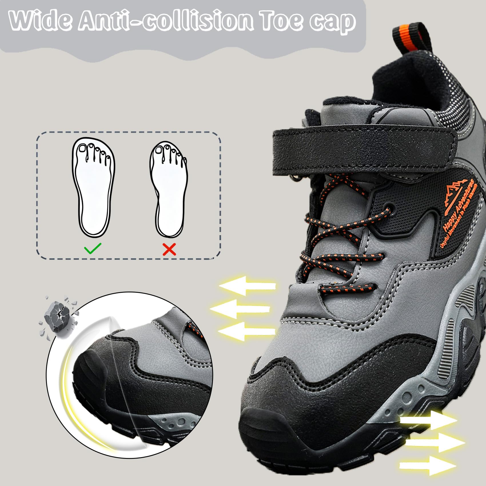 Botas de senderismo para niños, impermeables, para caminar, para exteriores, ligeras, para senderismo, camping, escalada, gris, 36 2/3 EU