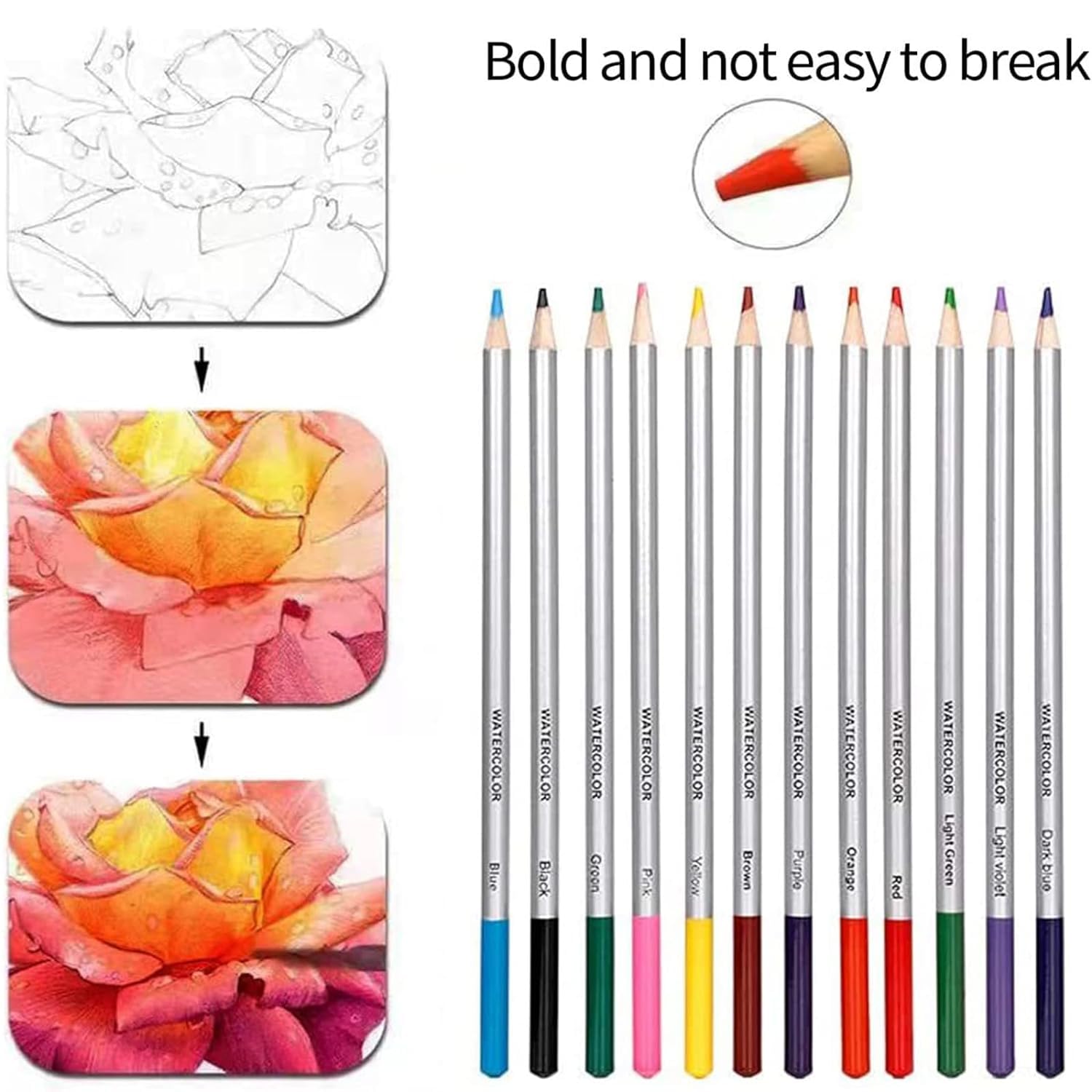 Corslet 39-teiliges Zeichenstifte-Set, Malset mit Skizzenstift, Aquarell-Buntstifte-Set, Kohlestifte für Künstler, Radiergummi, Kunstbedarf für