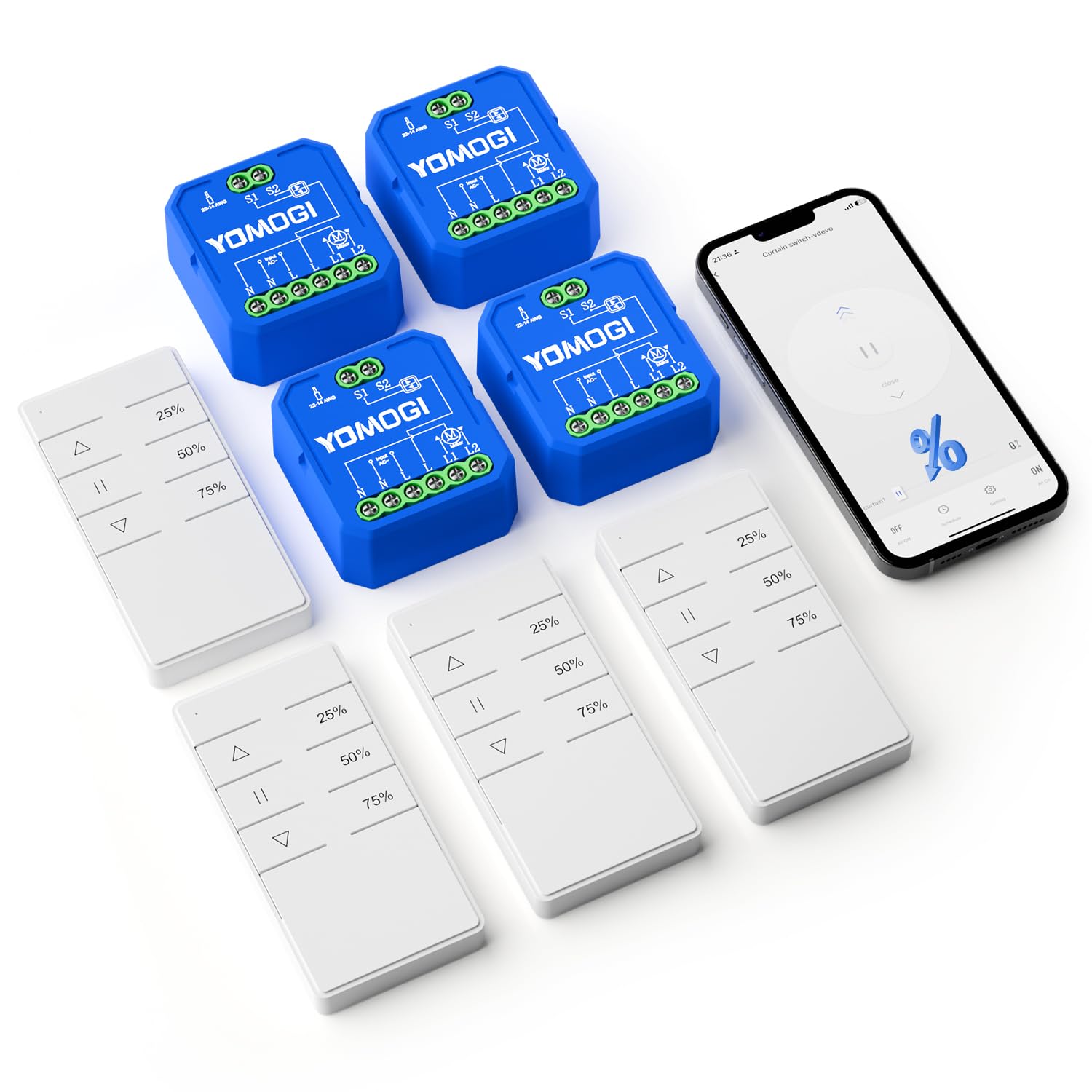 YOMOGI Modulo Tapparelle con Telecomando RF Connesso, Modulo WiFi per Tende Compatibile con Alexa Google Home per Controllo Percentuale,Ccontrollo Vocale, Apertura Regolabile (4)