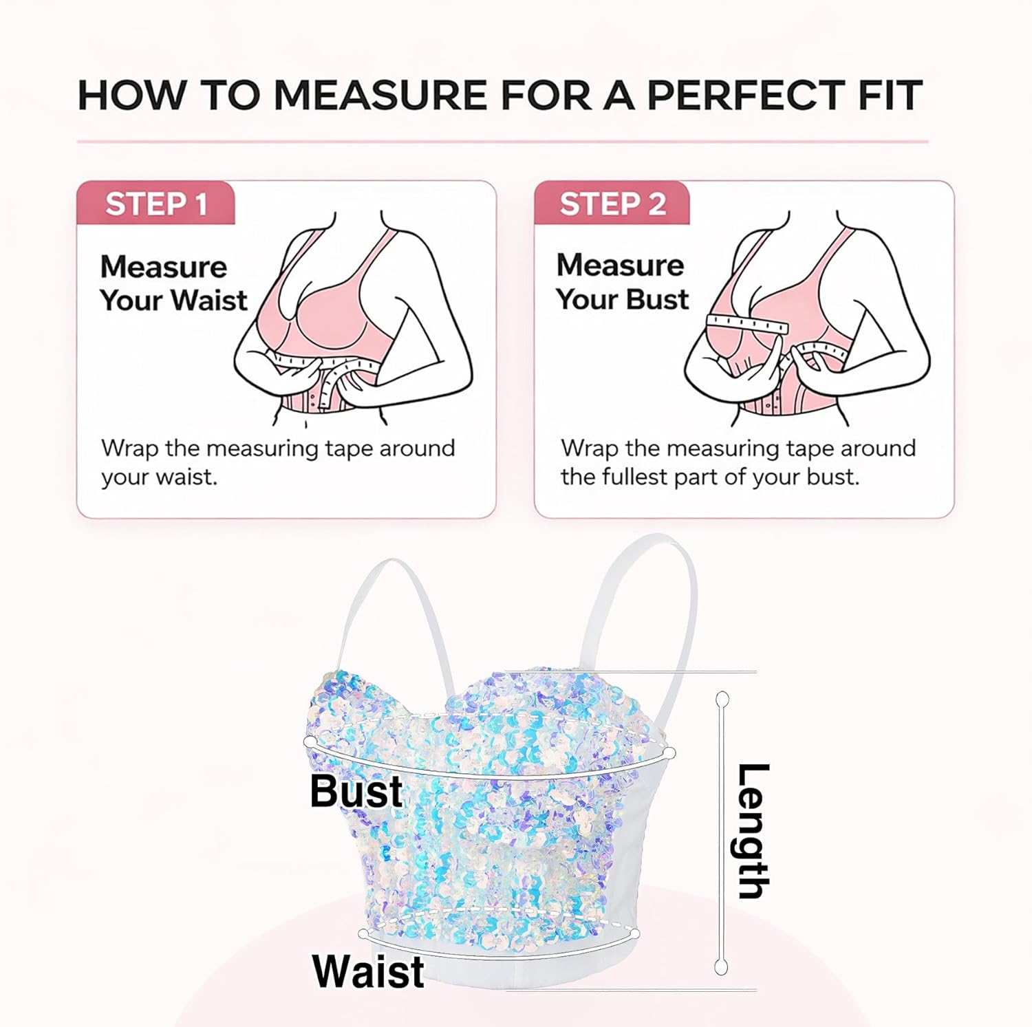 ELLACCI Sexy Sequin Bustier Crop Top Push up Club Party Corset Top White