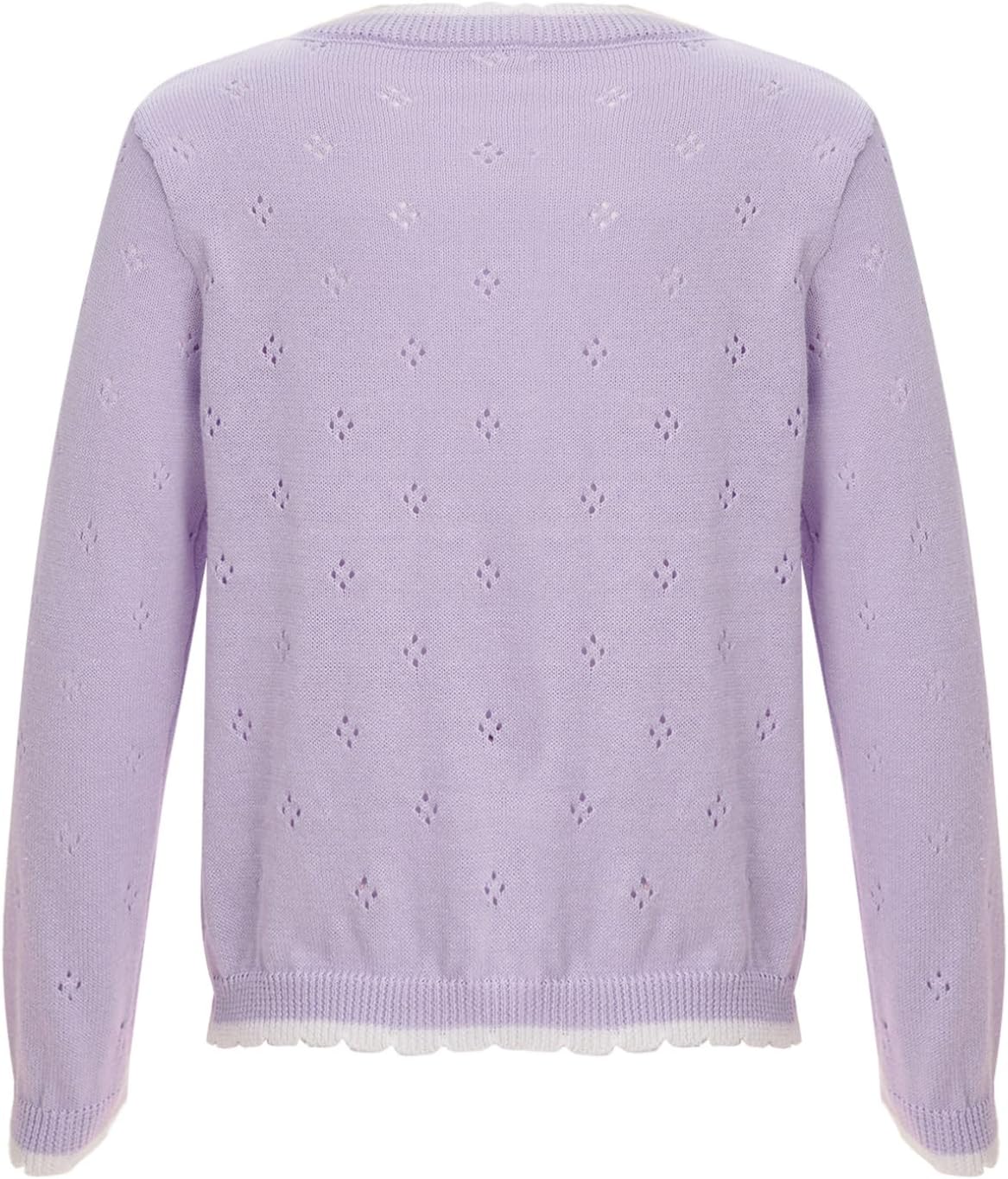 Freebily Kids Girls Cute Flower Long Sleeve Knit Bolero Cardigan Shrug Jacket Cover Up Sweater Tops Knitwear Outerwear